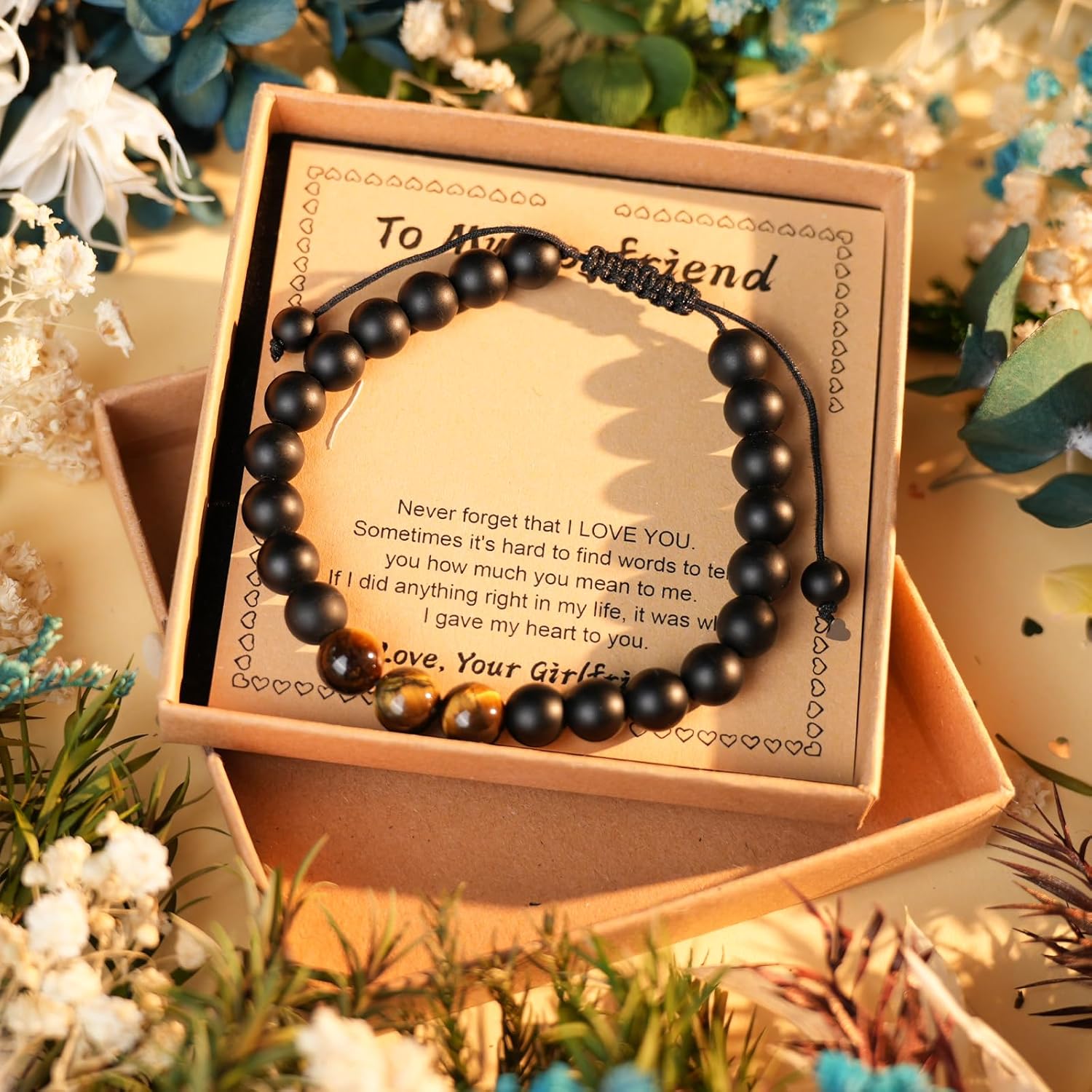 SUPHELPU Teen Boy Men Gifts for Christmas, New Year, Birthday, Valentine’s Day, Engagement, Anniversary, Graduation, Nature Stone Bangle Bracelets