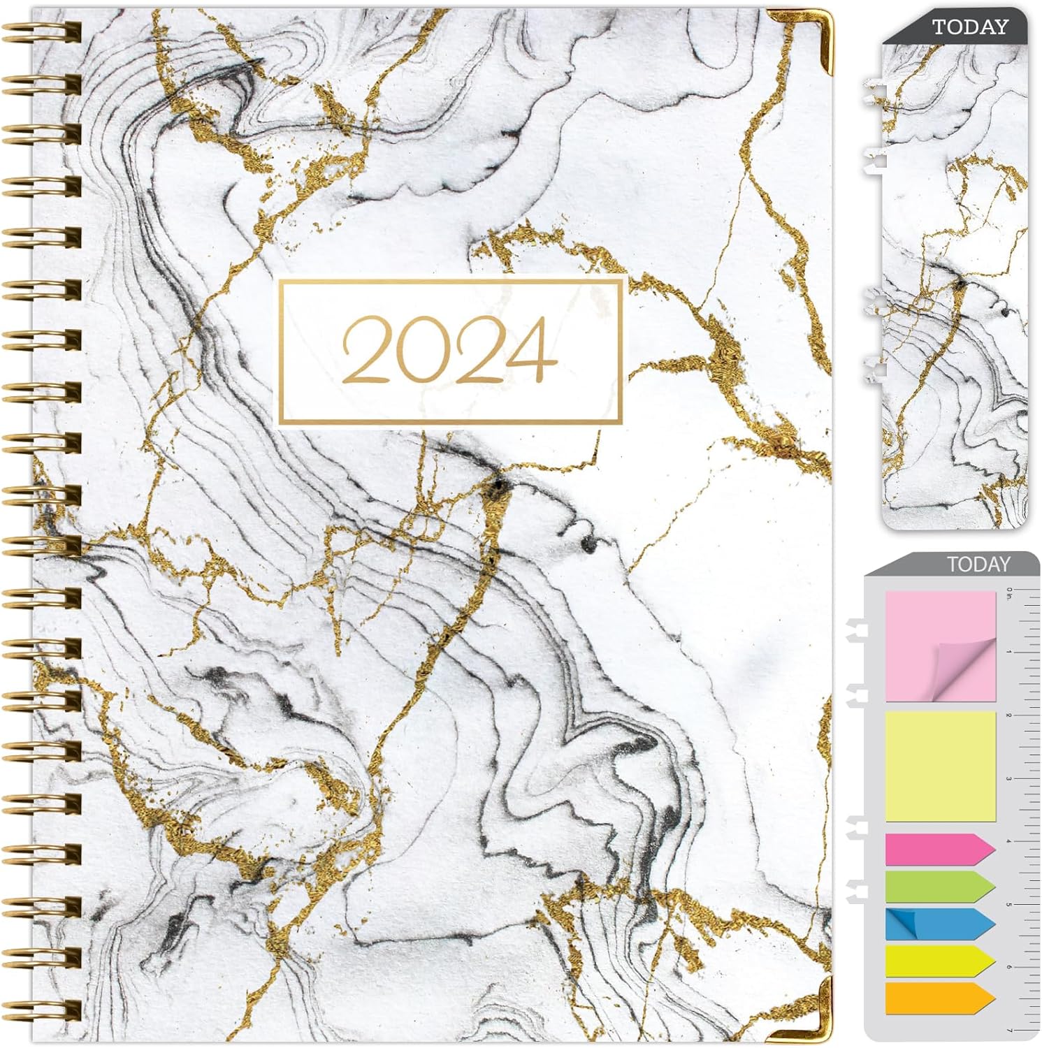 Agenda 2024 de tapa dura (noviembre de 2023 a diciembre de 2024) Agenda diaria, semanal, mensual y anual de 8.5 x 11 pulgadas. Marcador, carpeta de