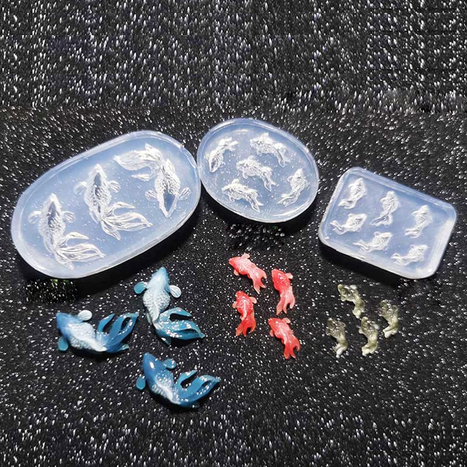 Koi Fish – Moldes de resina de silicona, moldes de resina de pescado dorado de carpa, aretes colgantes de joyería epoxi moldes para fabricación de