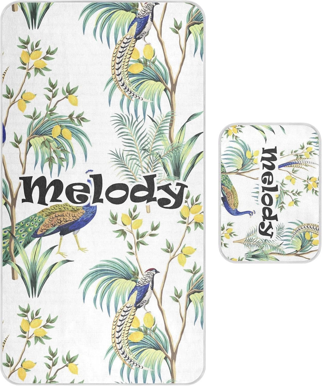 Custom Peacock Crib Mattress Protector Pad for Boys Girls Baby Ice Silk Mat Bed Playard Playpen Sheets Cooling Mattress Topper Play Mat for Standard
