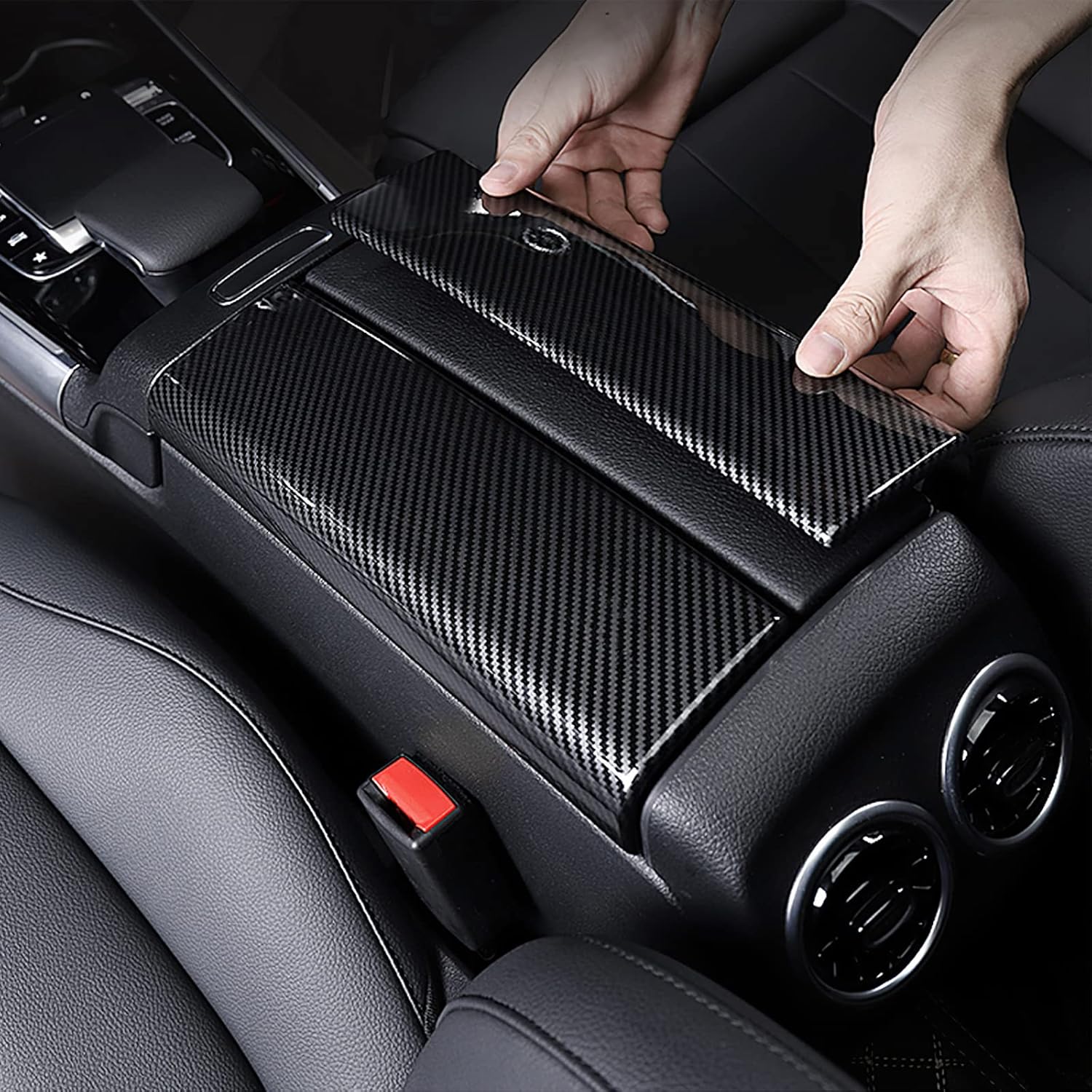 Cubierta de la caja del reposabrazos de la consola central para Mercedes-Benz GLB accesorios interiores del coche (fibra de carbono)