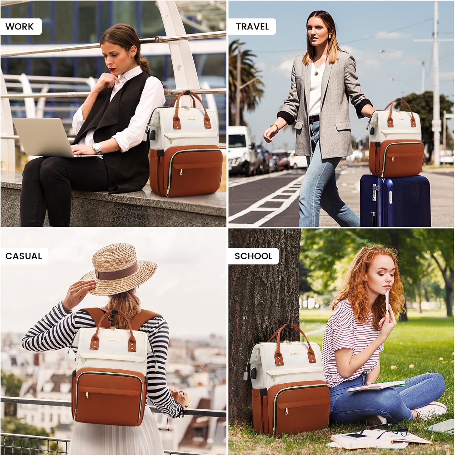 LOVEVOOK Mochila para computadora portátil para mujer, mochilas elegantes de negocios de 17 pulgadas, bolsas de médico para enfermera, mochila