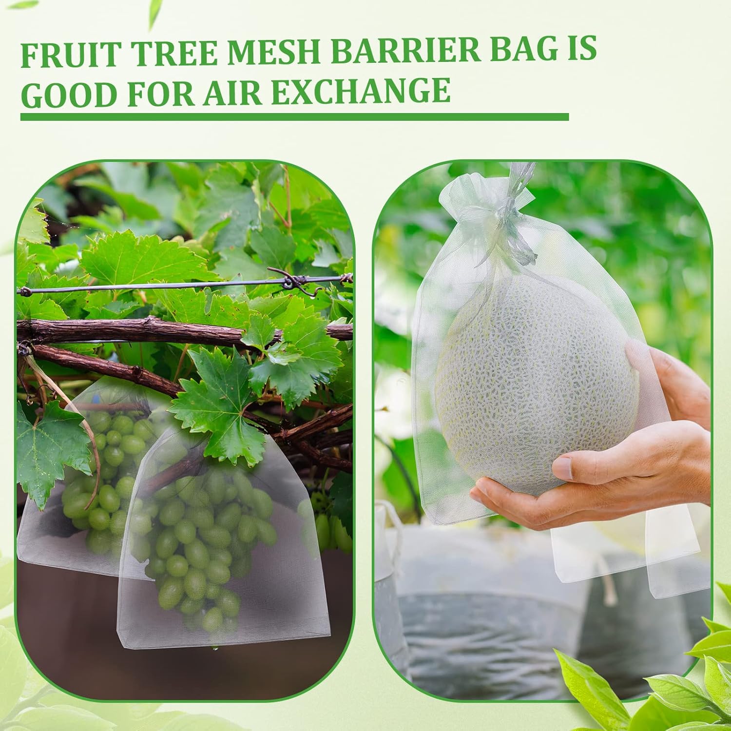 Irenare Bolsas de protección de frutas, bolsas de red de frutas con cordón de organza blanca, bolsa de malla para plantas, frutas, verduras, árboles