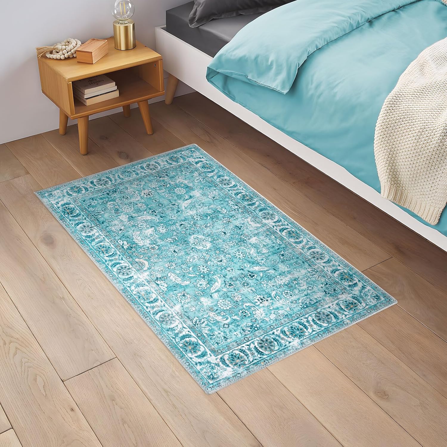 Doria – Tapete de entrada bohemio y oriental, lavable, de 2 x 3 pies, antideslizante, con diseño floral vintage, no desprende pelo, tradicional para