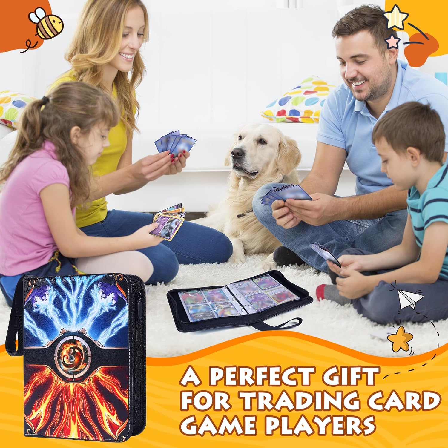 Carpeta de tarjetas para tarjetas intercambiables, álbum Yegyalm de 4 bolsillos que incluye 440 bolsillos con 55 fundas extraíbles, impermeable y