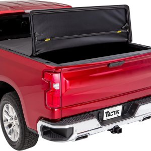 TACTIK Cubierta tonneau suave de tres pliegues para caja de camioneta, se adapta a Ford F150 SuperCrew Cab 2004-2014 con cubierta Tonneau para camas TACTIK Cubierta tonneau suave de tres pliegues para caja de camioneta, se adapta a Ford F150 SuperCrew Cab 2004-2014 con cubierta Tonneau para camas