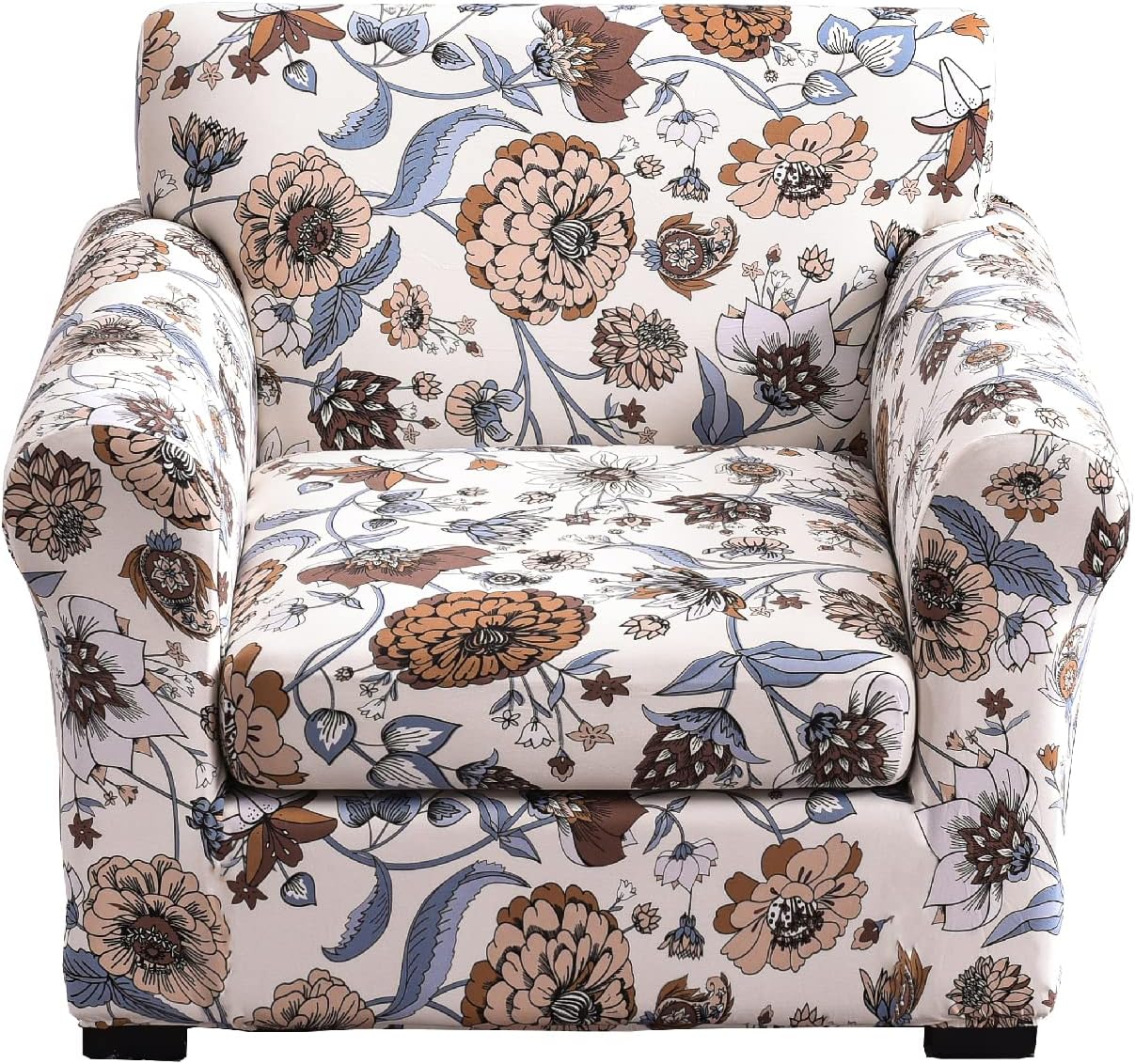KRFOONN Fundas para silla de 2 piezas con estampado, fundas para sofá, fundas de sofá lavables, fundas protectoras de muebles con parte inferior