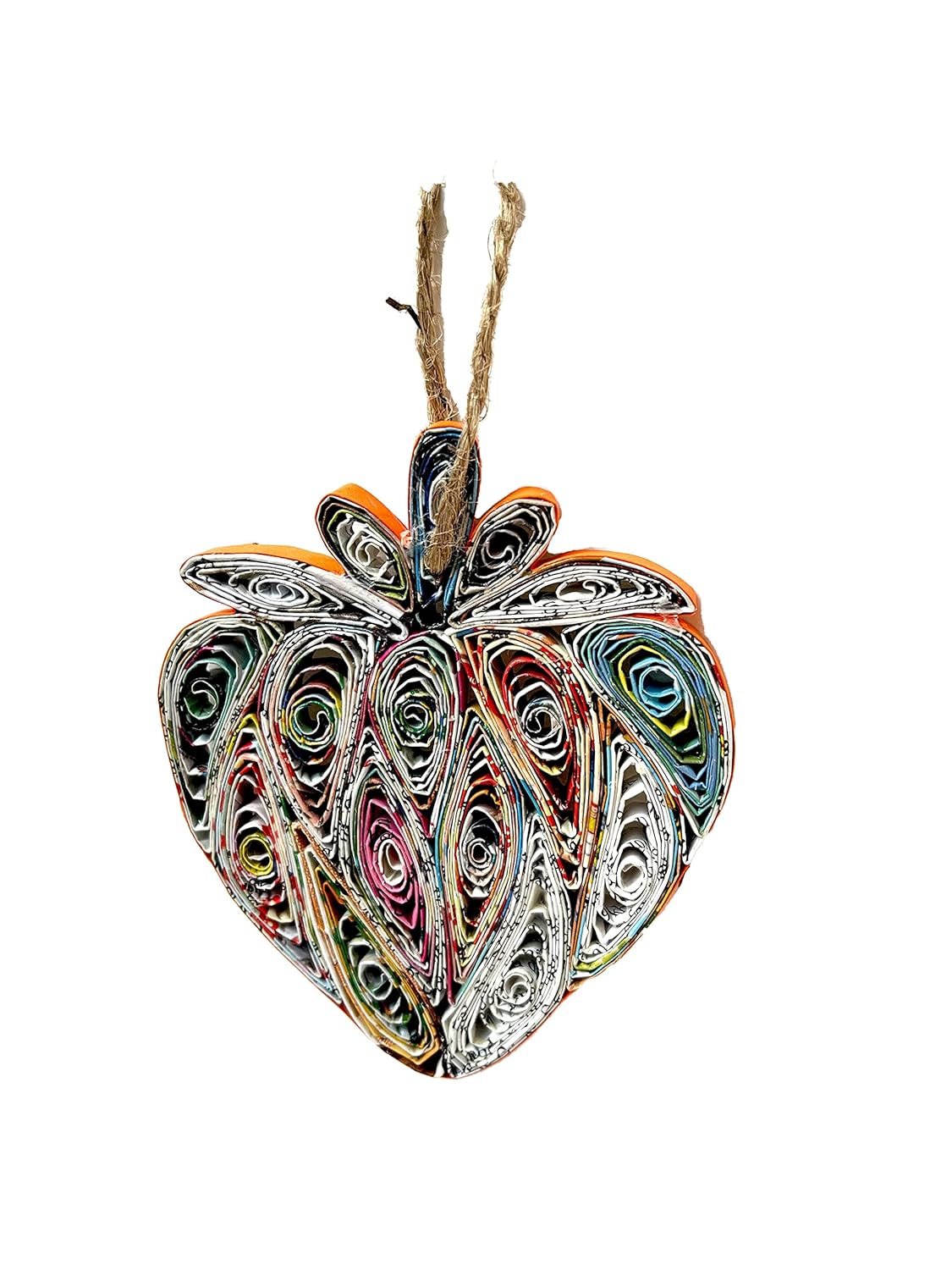 Strawberry Quilling Ornament Card, Recycled Christmas Blank Card
