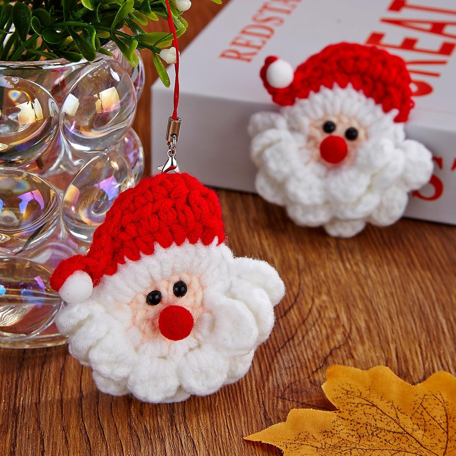 Adornos de Navidad tejidos hechos a mano, Papá Noel de punto hecho a mano, decoración de árbol de Navidad, manualidades tejidas a mano, decoración