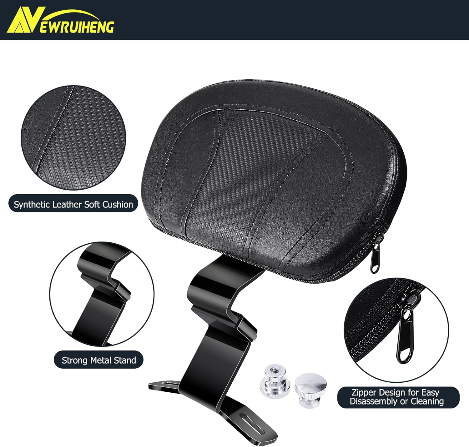 Almohadilla para respaldo delantero del conductor compatible con Harley Touring CVO Street Glide Electra Glide Road King Road Glide 2009-2022 (negro)