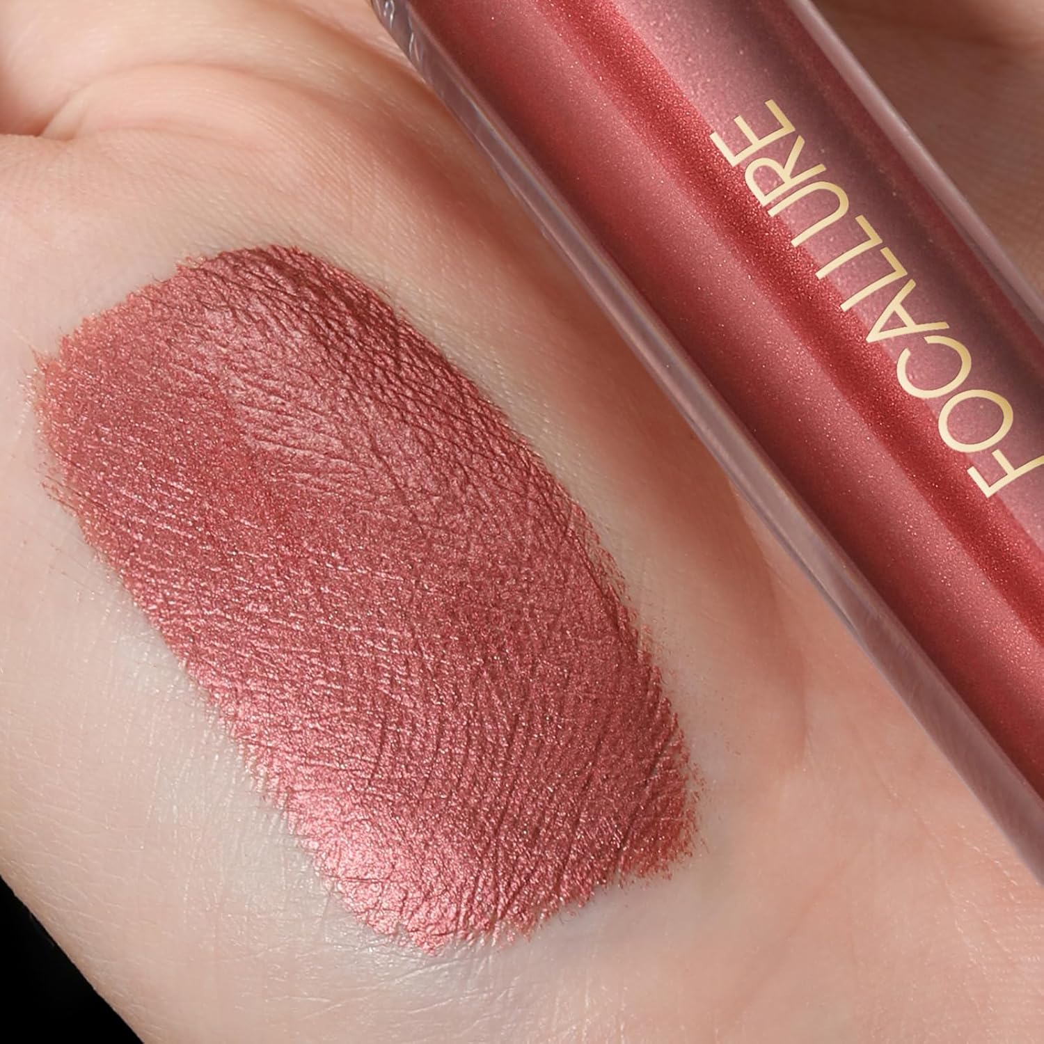 FOCALLURE Lápiz labial líquido metálico, brillo de labios de copa antiadherente, color de labios de alto impacto con desgaste a prueba de