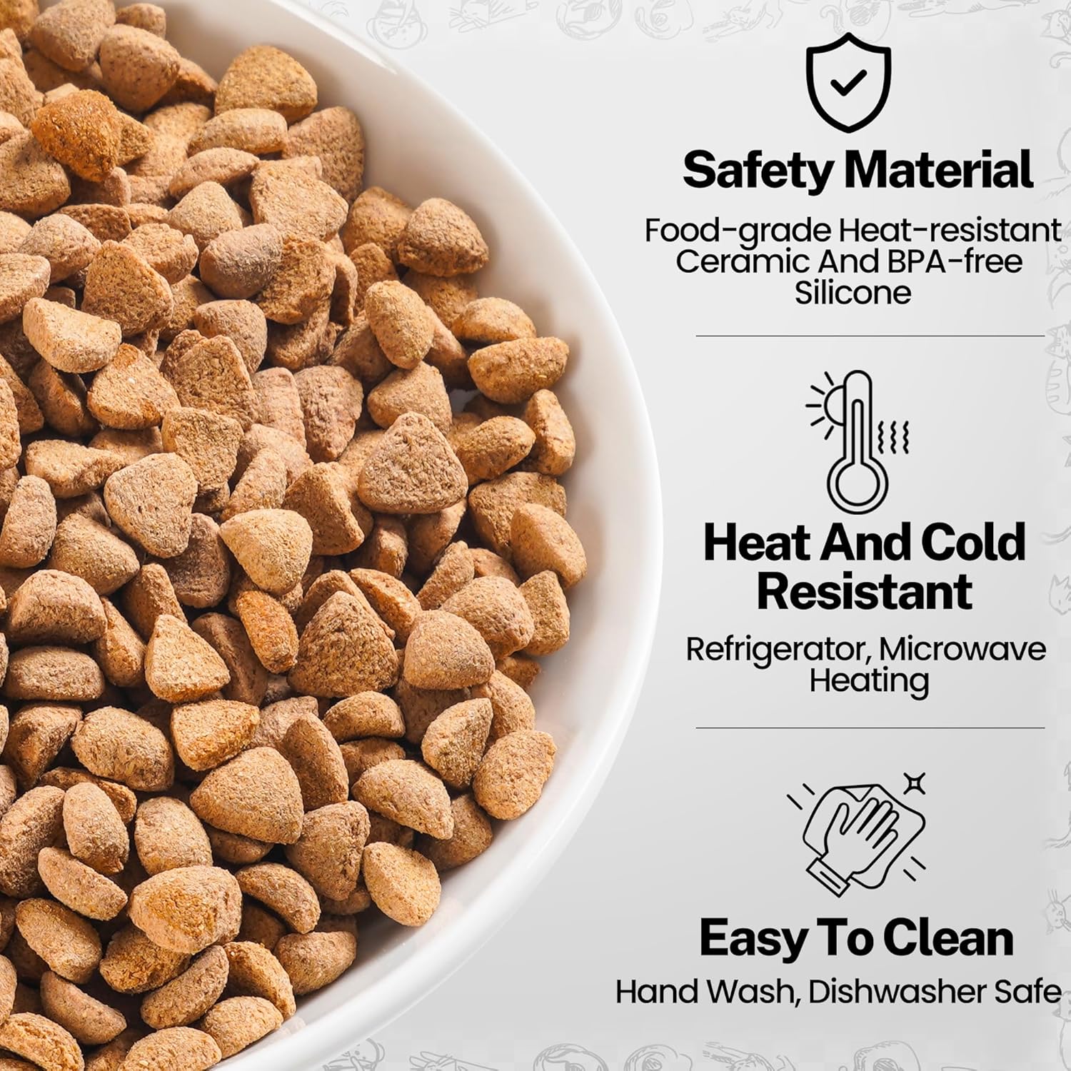 Cuencos de comida para gatos, cuencos de cerámica para gatos con parte inferior de silicona antideslizante, paquete de 3 platos silenciosos para