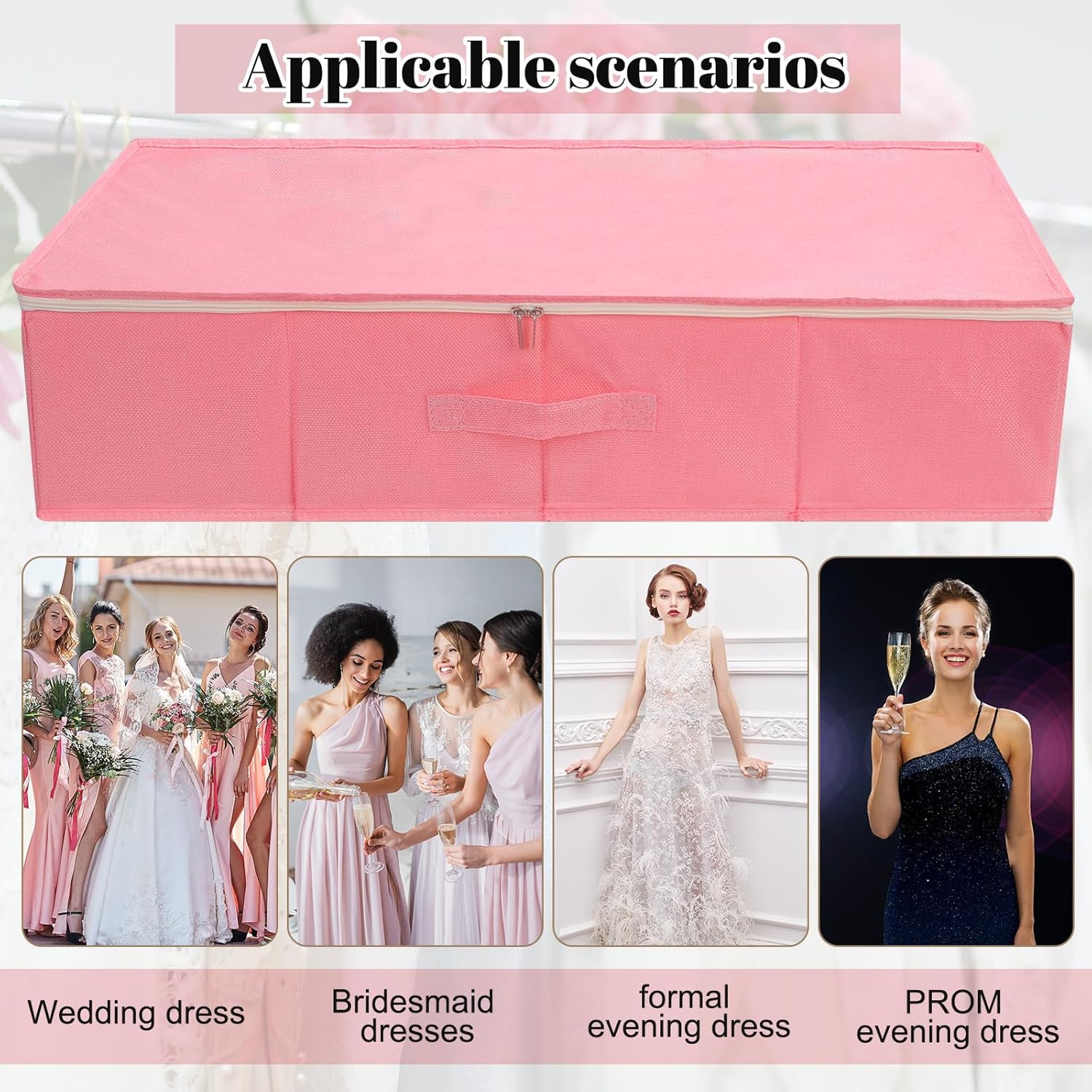 Kit de caja de conservación para vestidos de novia con 1 par de guantes de microfibra y 100 hojas de papel de seda sin ácidos para almacenamiento de