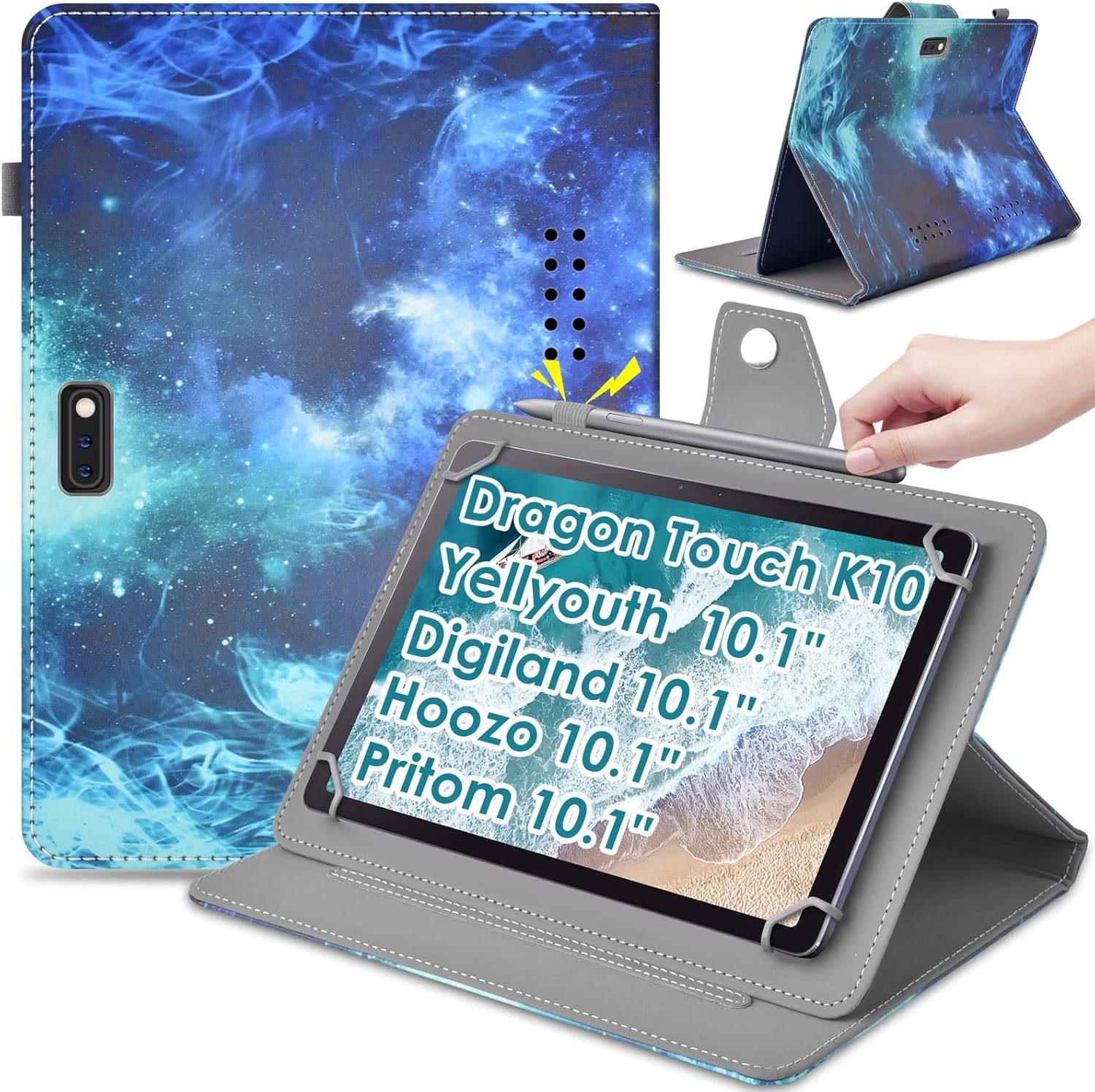 DETUOSI Funda para tablet de 10,1 pulgadas para Dragon Touch Notepad K10, YELLYOUTH 10.1, DigiLand 10.1, Hoozo 10.1, Pritom 10.1, Winsing 10.1,