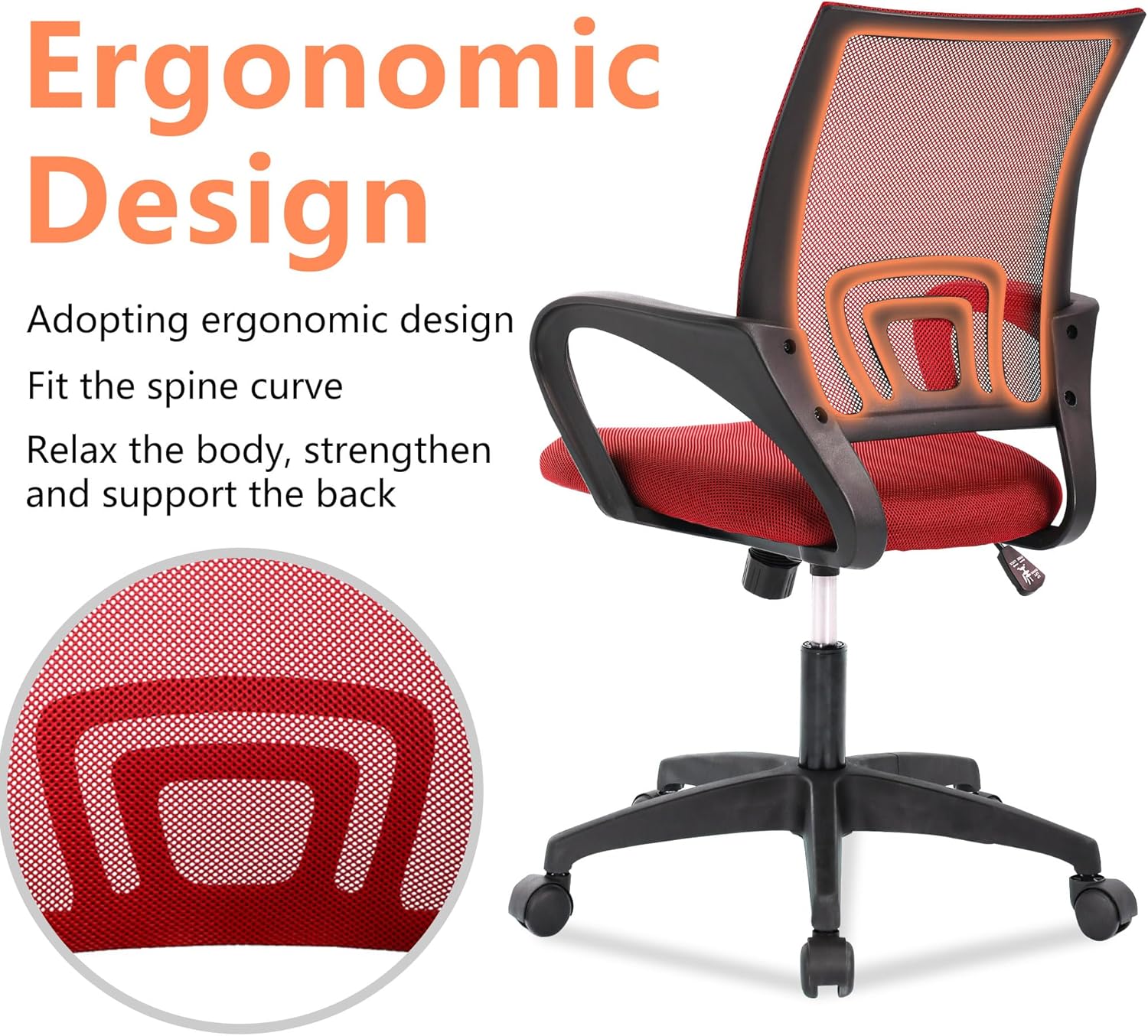 PayLessHere Silla de oficina en casa, silla de escritorio para computadora, silla ergonómica ajustable, soporte lumbar, reposabrazos ejecutiva con