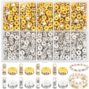 Rondelle – Cuentas espaciadoras para hacer joyas, 600 cuentas espaciadoras de diamantes de imitación para pulseras, cuentas focales para bolígrafos Rondelle – Cuentas espaciadoras para hacer joyas, 600 cuentas espaciadoras de diamantes de imitación para pulseras, cuentas focales para bolígrafos