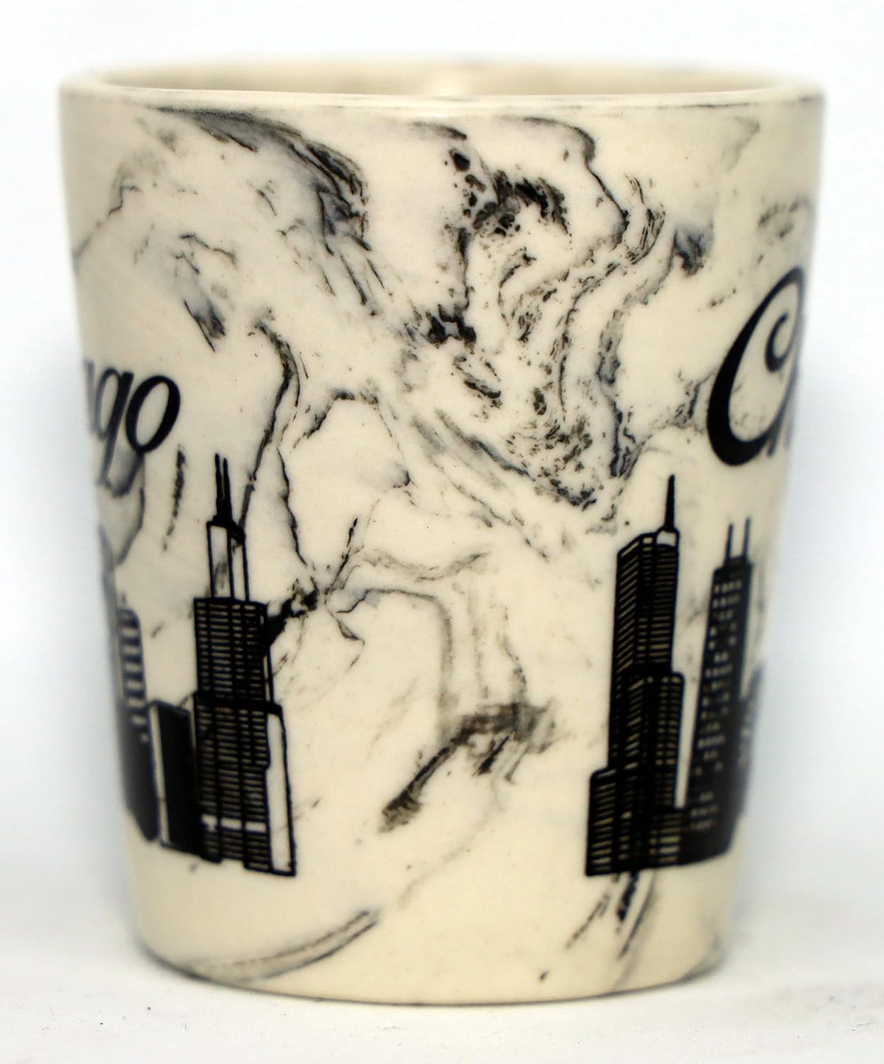 Chicago Illinois White Marble Ceramic Shot Glass