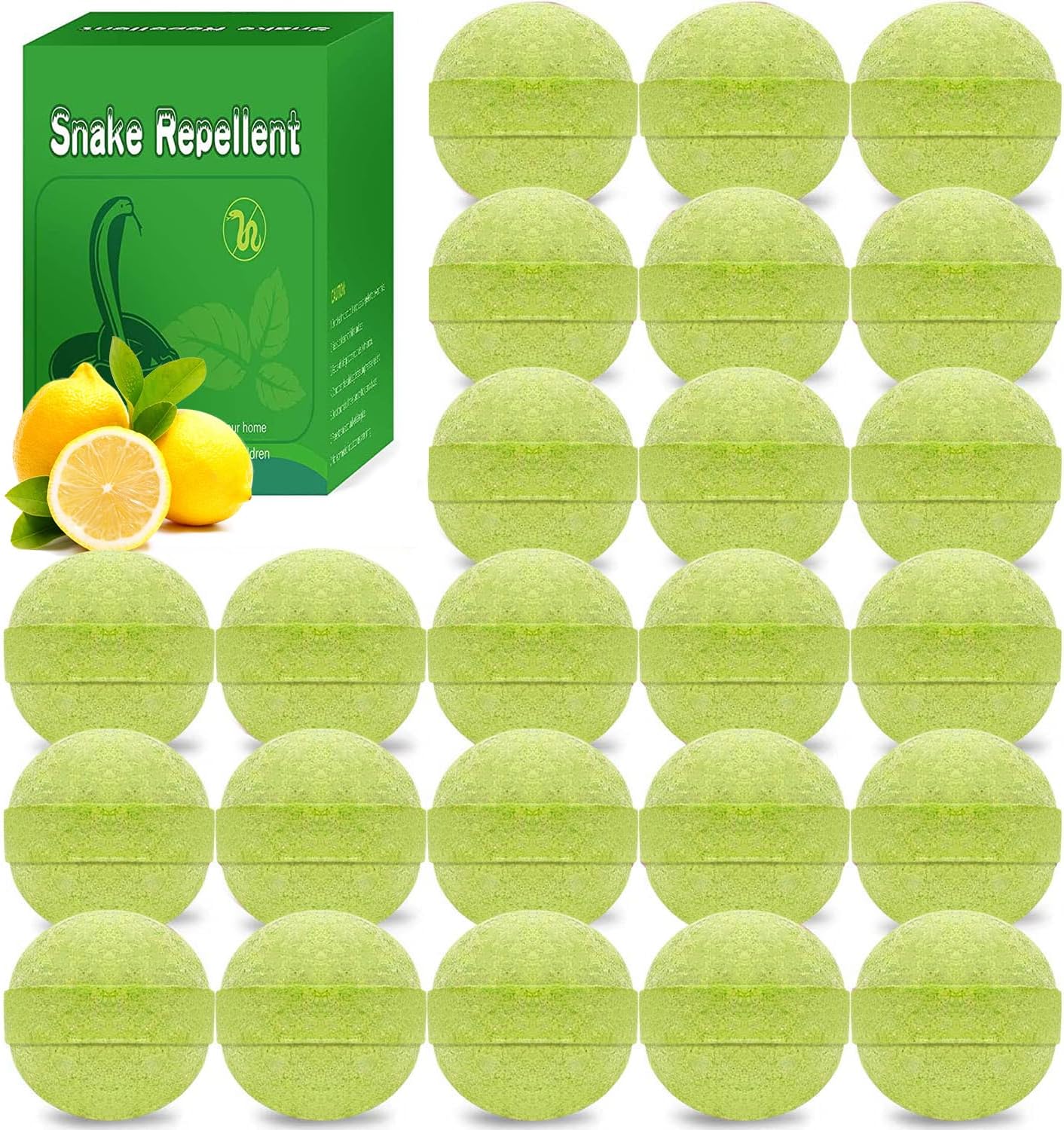 Paquete de 24 repelentes de serpientes para patio, bolas repelentes de serpientes para interiores y exteriores, camping, seguro para mascotas,