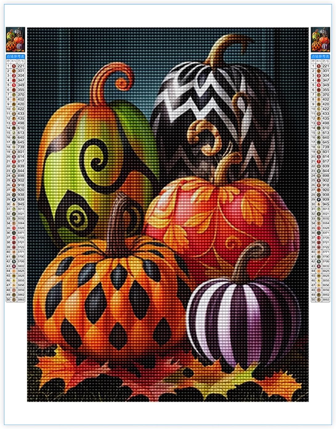 Champi Kits de pintura de diamantes de Halloween para adultos, kits de arte de diamantes de calabaza loca para adultos, kits de arte de gemas para