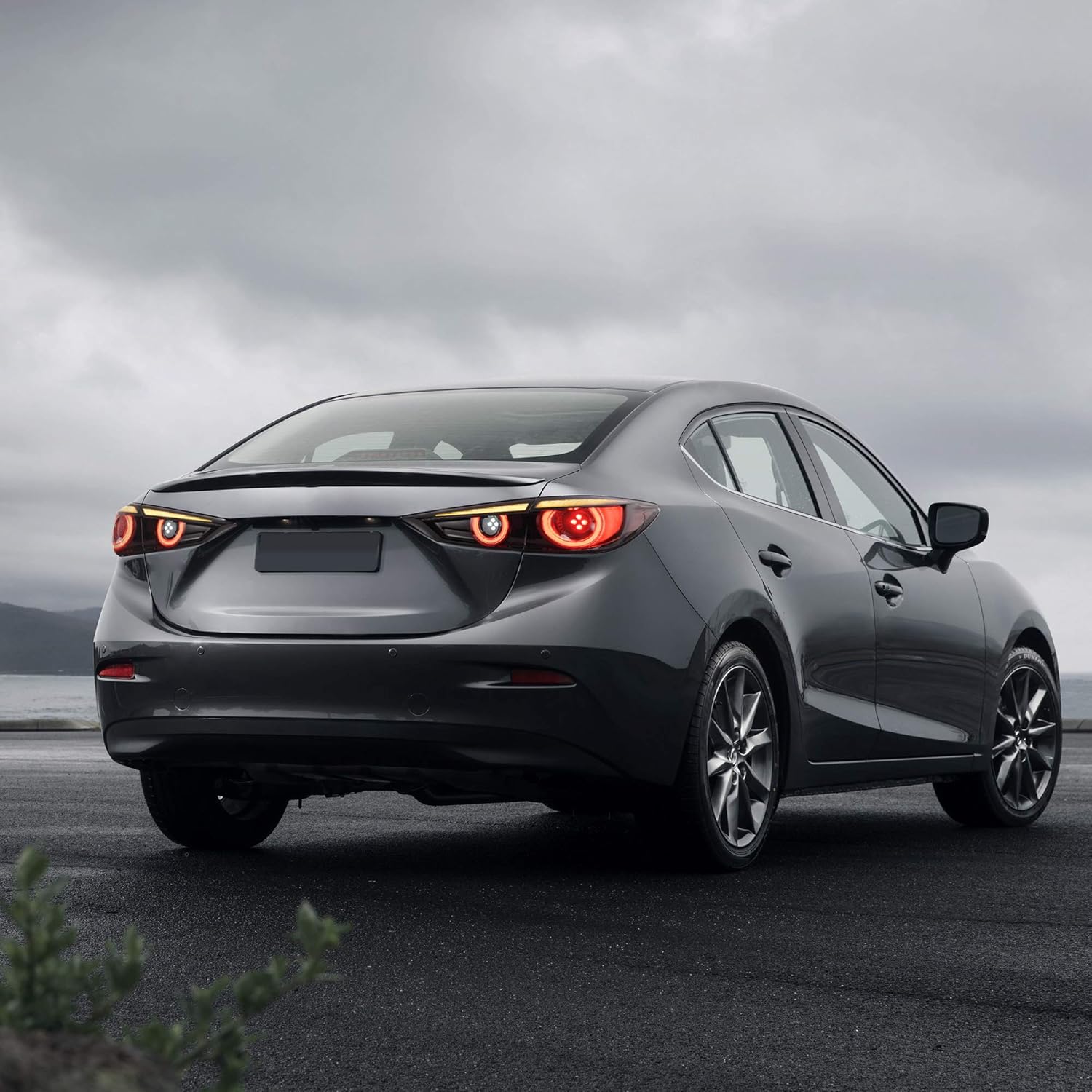 VLAND – Luces traseras LED secuenciales compatibles con Mazda 3 Axela 2014-2018, montaje de lámpara trasera LED de freno de marcha atrás, lente