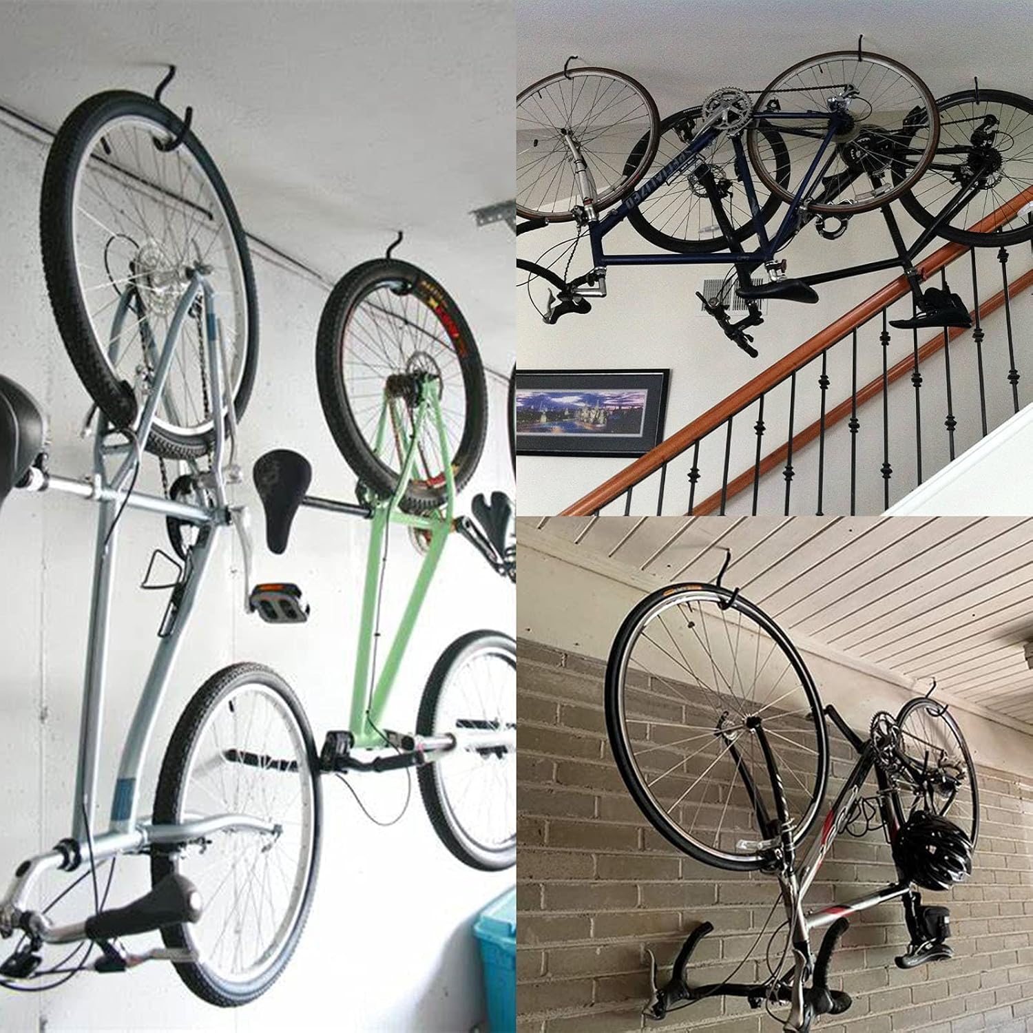 Menecor Ganchos de almacenamiento para bicicleta, 12 unidades, resistentes para montar en la pared, ganchos de tornillo grandes para pared, techo
