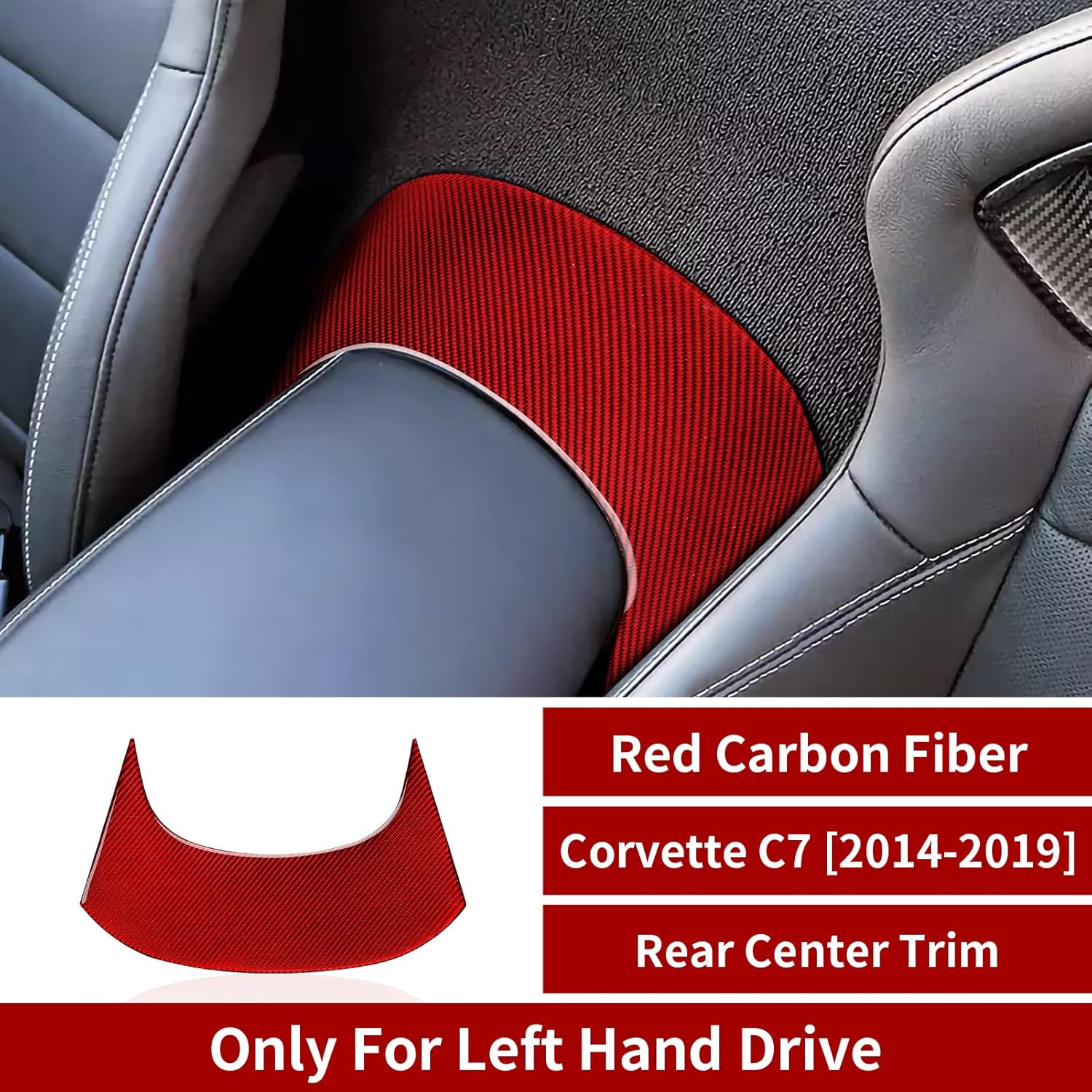 Para Corvette C7 de fibra de carbono interior del coche trasero centro embellecedor adhesivo cubierta para Chevrolet Corvette C7 Z06 C7 Stingray