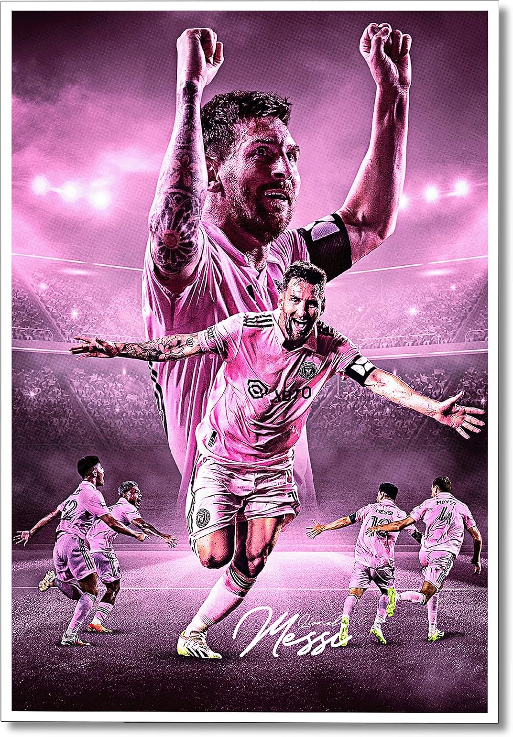 GUANKE Lionel – Póster de Messi de la superestrella del fútbol, pósteres de Messi para decoración de dormitorio de niños, arte de pared en lienzo de