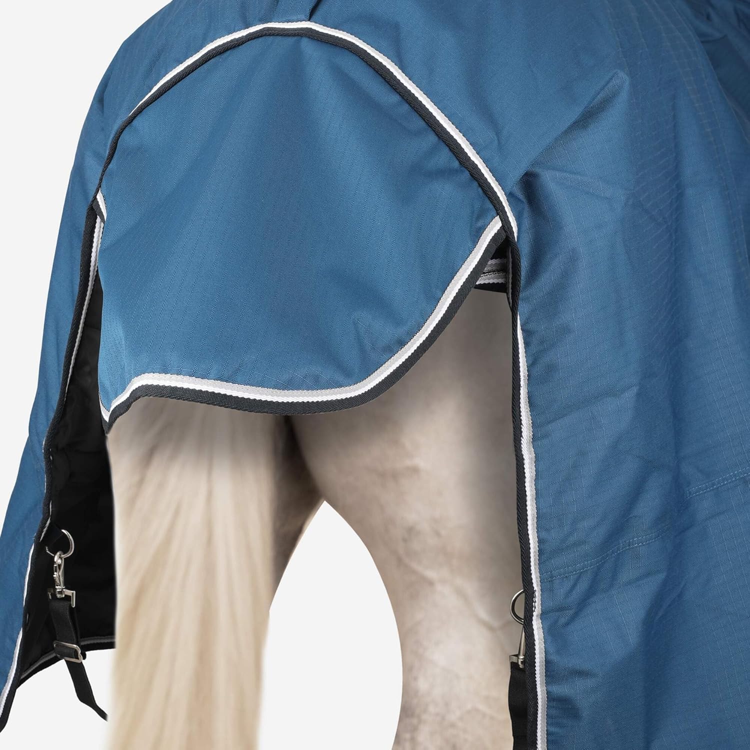HORZE Glasgow – Manta de invierno impermeable de peso medio con cubierta para el cuello (relleno de 5.29 oz), color azul ópalo, 78 pulgadas