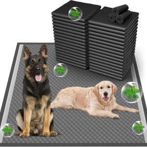 Almohadillas para cachorros de carbón superabsorbentes para control de olores, tamaño jumbo de 36 x 36 pulgadas, a prueba de fugas, almohadillas Almohadillas para cachorros de carbón superabsorbentes para control de olores, tamaño jumbo de 36 x 36 pulgadas, a prueba de fugas, almohadillas