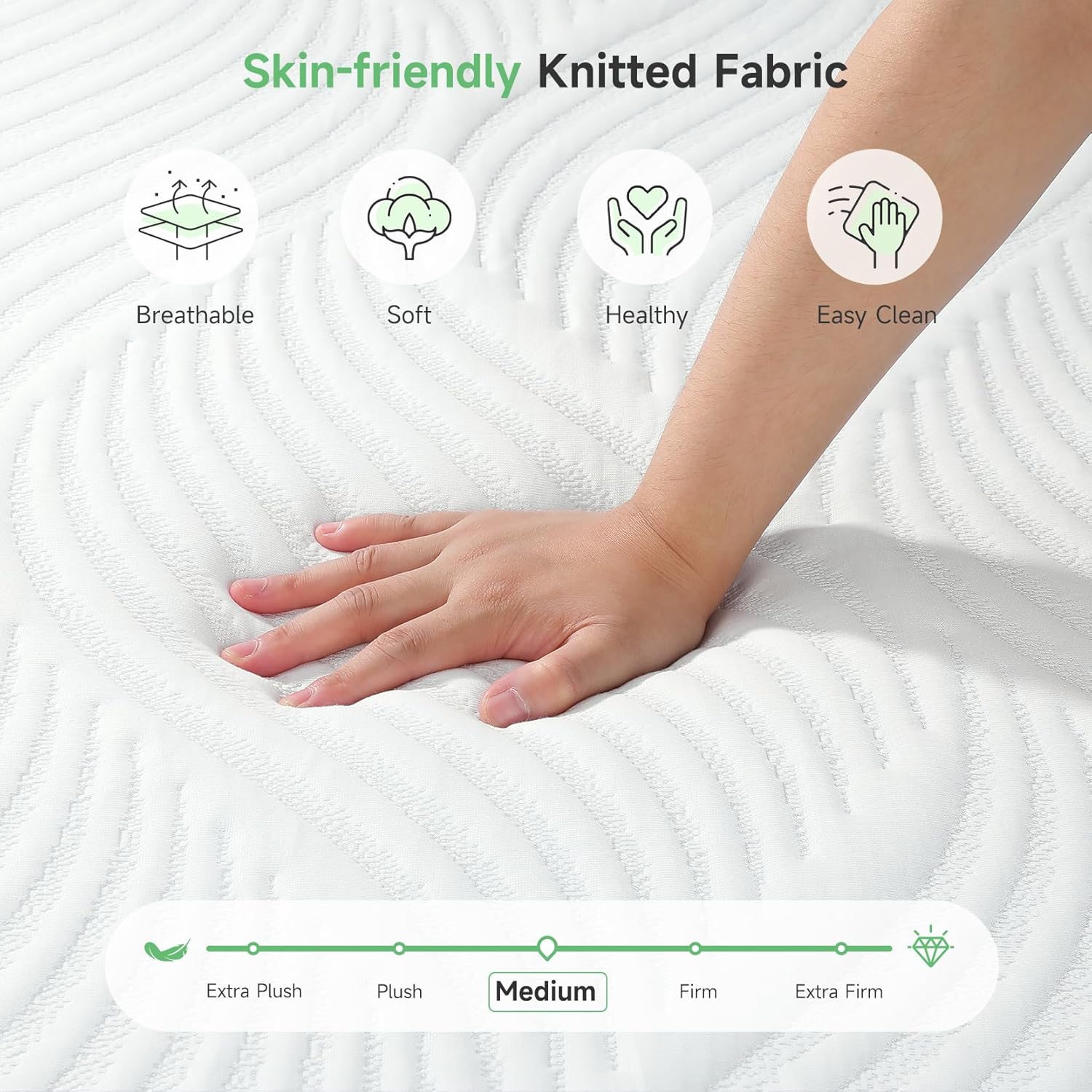 Koorlian Colchones Queen de espuma viscoelástica de gel refrescante de 10 pulgadas en una caja, colchón de apoyo para alivio de presión con funda de
