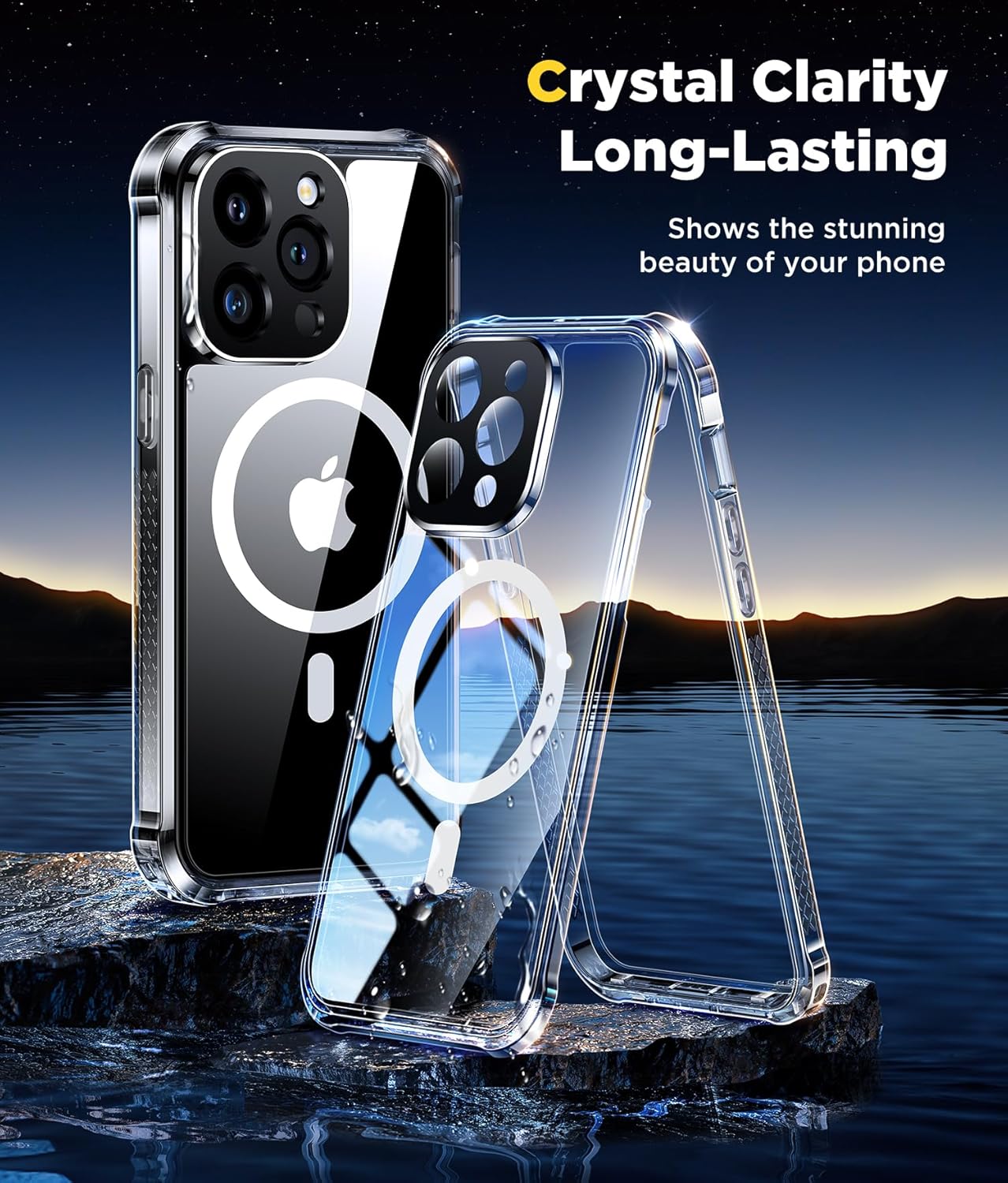 Humixx Funda magnética impermeable para iPhone 15 Pro Max transparente IP68 a prueba de vida subacuática compatible con Magsafe de cuerpo completo a