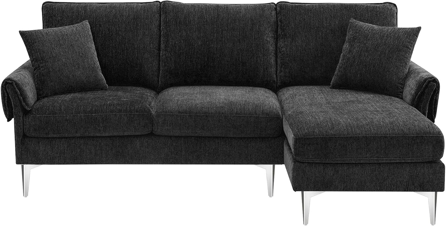 Sofá modular convertible, juego de muebles de felpilla en forma de L de 84 pulgadas, cómodos sofás de 4 asientos con diván reversible y espuma