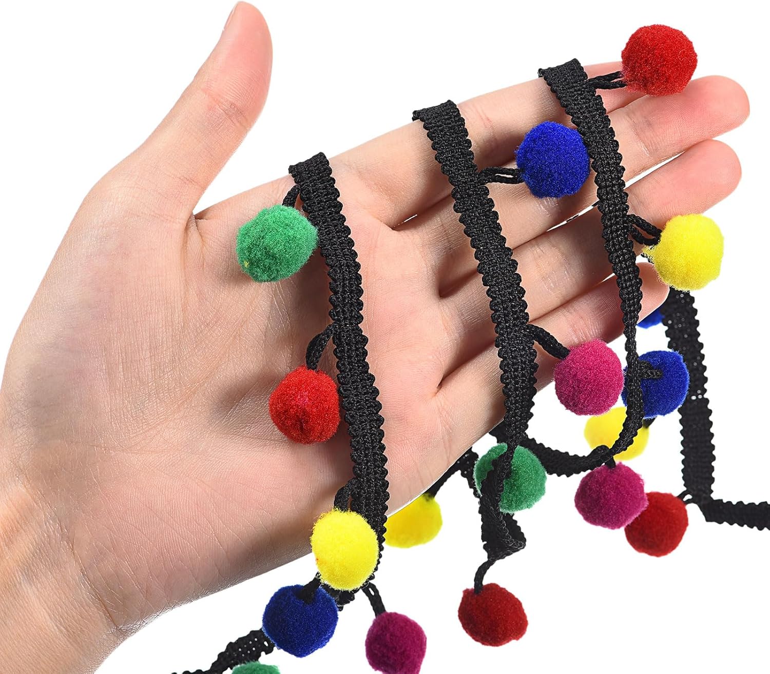 uxcell 5 yardas con flecos de pompón, accesorio de costura de cinta para manualidades, para el hogar, cortina, ropa, almohada, decoración, tipo de