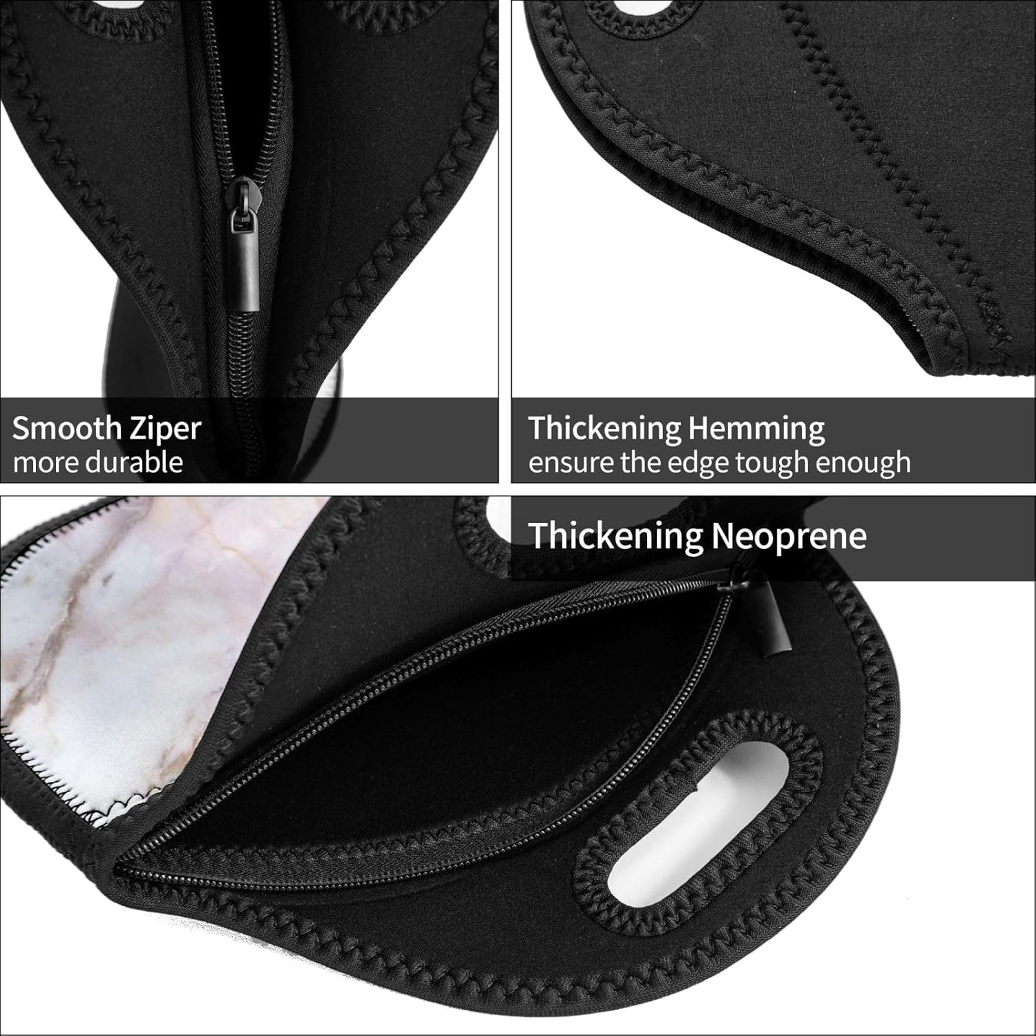 Bolsas de almuerzo de neopreno impresas con patrón de mármol rosa y blanco, bolsa de almuerzo con aislamiento térmico reutilizable, hielera térmica