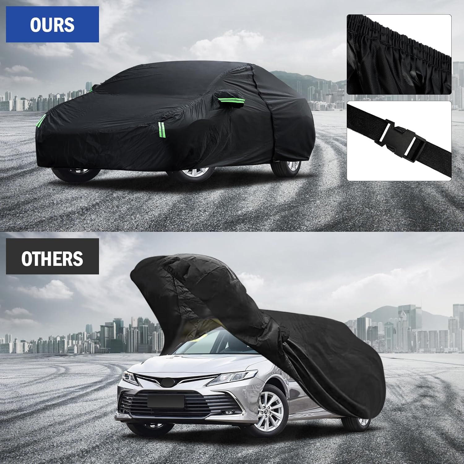 Funda impermeable para automóvil con cremallera de puerta para Toyota Camry 1996-2023, cubierta exterior completa para todo tipo de clima,