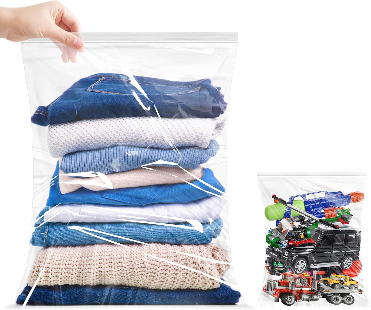 Bolsas de almacenamiento con cremallera, paquete de 24, bolsa de almacenamiento de alimentos con cierre de 5 galones, gran almacenamiento para