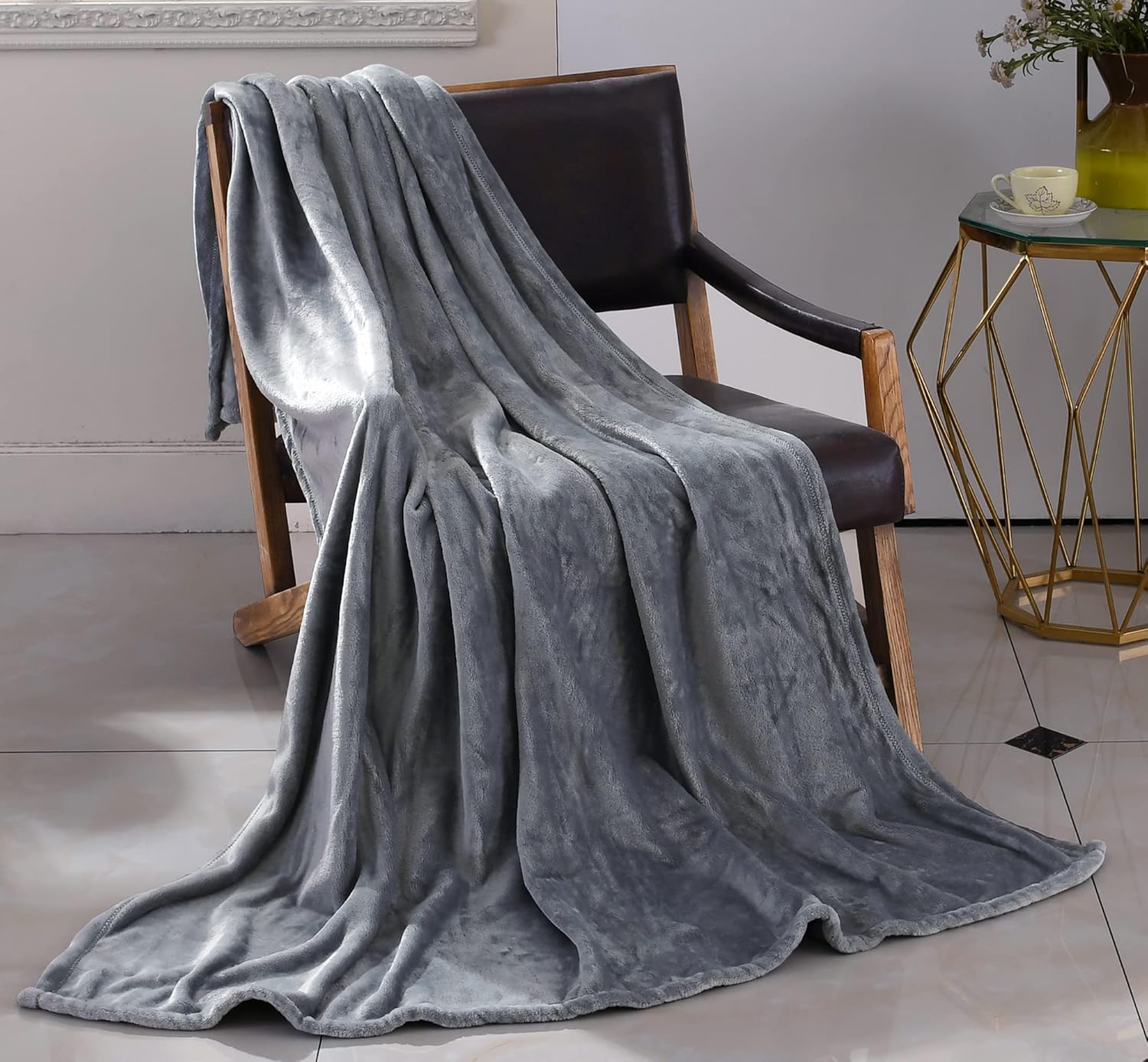 WONTEX Manta gris claro, tamaño individual de 60 x 80 pulgadas, para sofá y cama, manta térmica suave para invierno y todas las estaciones