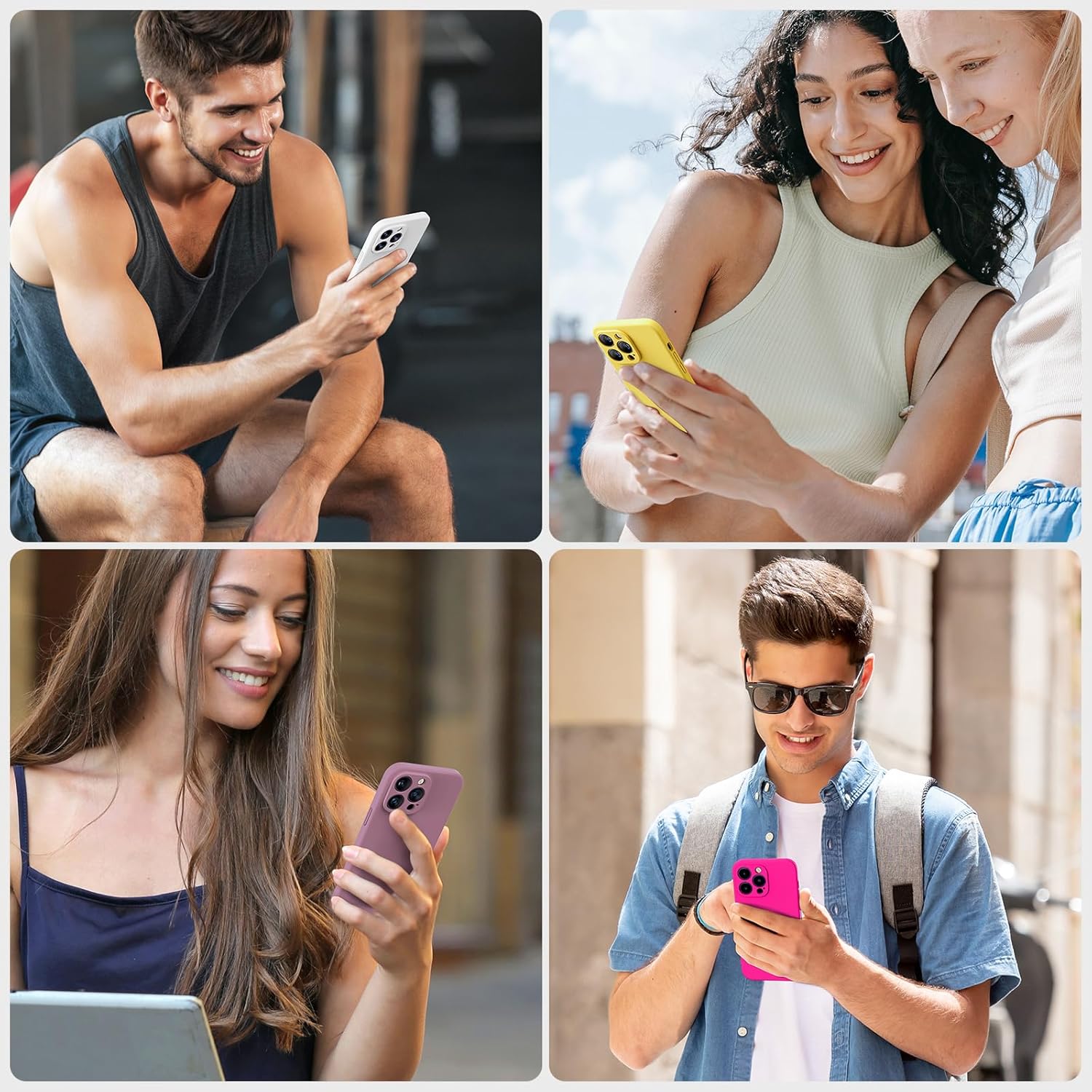 Miracase – Funda diseñada para iPhone 14 Pro, de silicona líquida a prueba de golpes, con protector de pantalla, protege mejor la cámara,