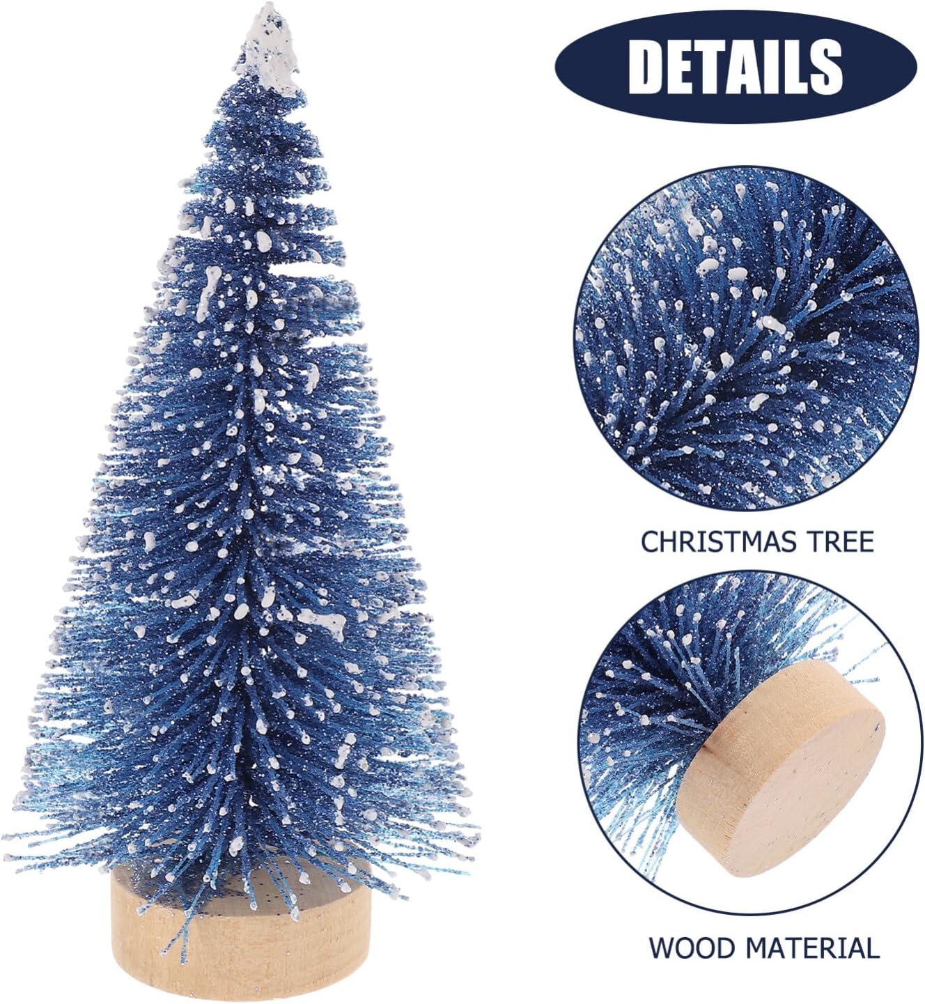 Decoración del hogar, mini árbol de Navidad artificial, 4 piezas, árboles de sisal artificiales, adornos de escarcha de nieve, cepillo para botella,
