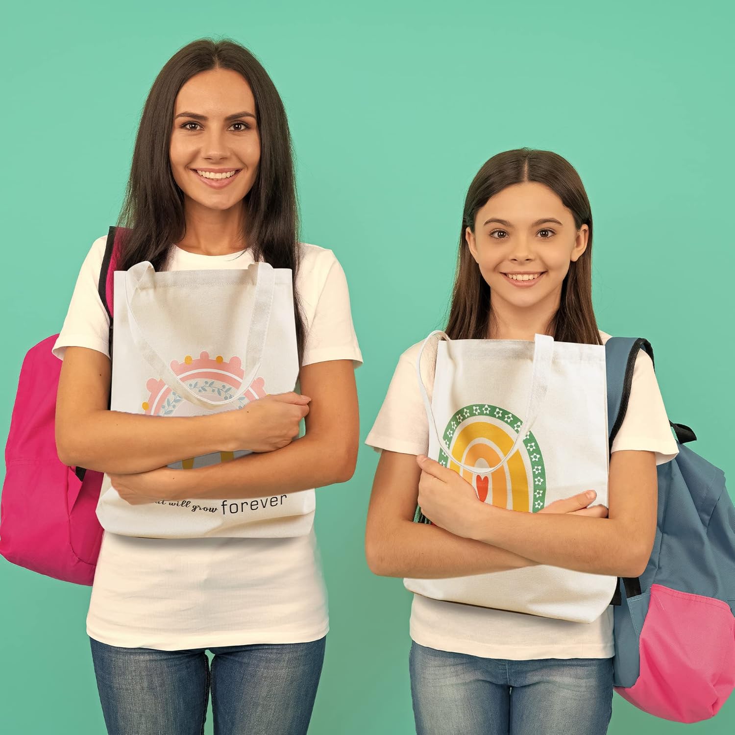 8 bolsas de lona para profesores, regalos de agradecimiento para profesores, bolsas reutilizables esenciales para profesores, regalos de fin de