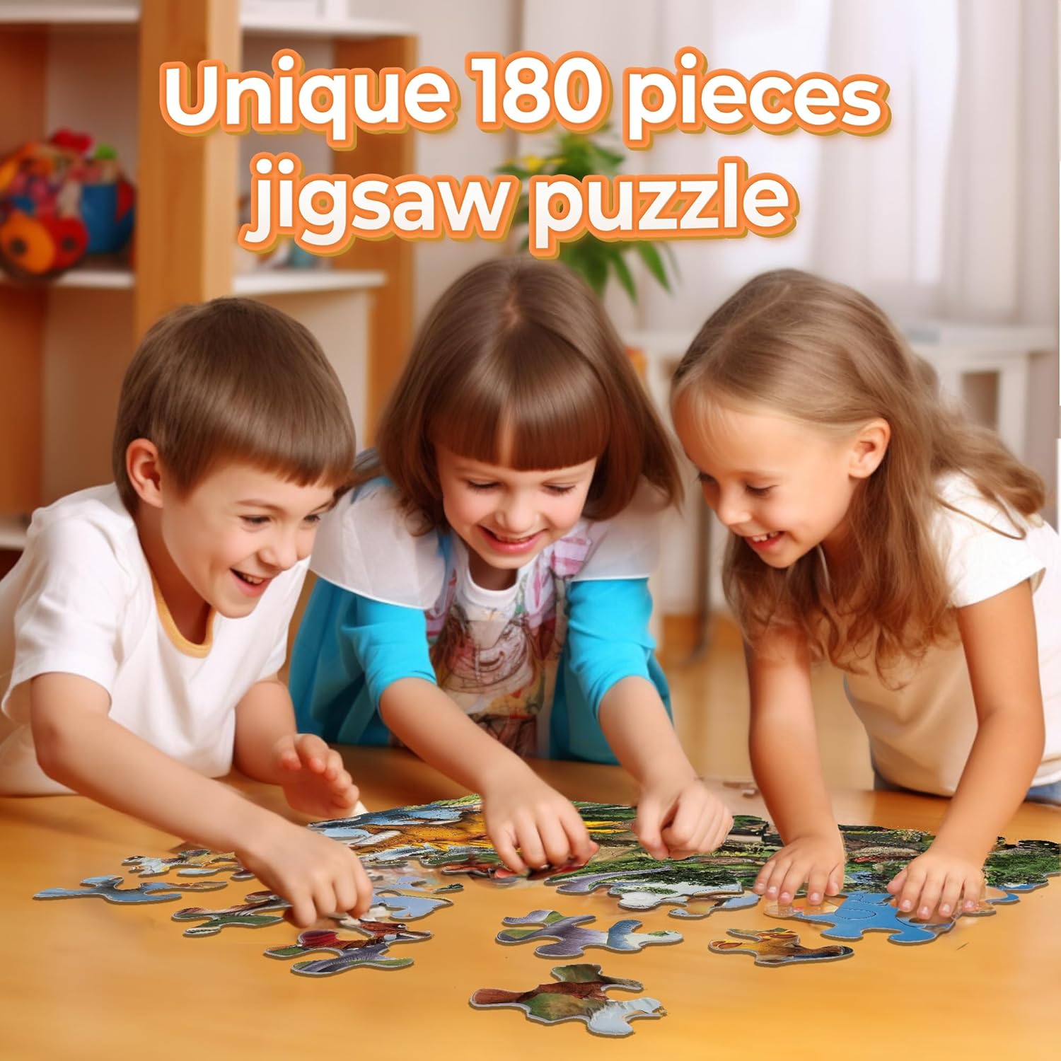 Rompecabezas de dinosaurios  Paquete de 2 rompecabezas para niños, 12 x 12 pulgadas, 90 + 90 piezas  Rompecabezas único y atractivo sin bordes