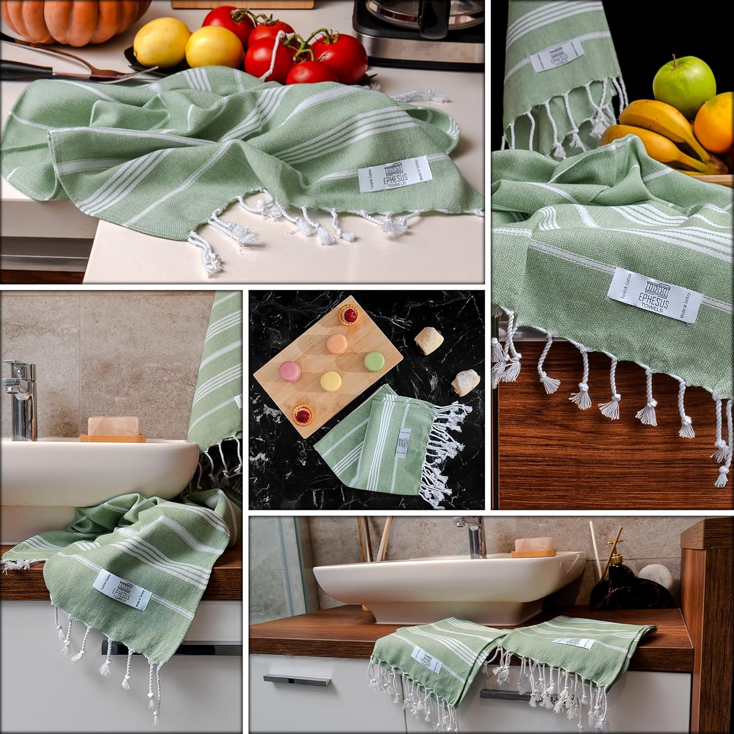 Juego de 2 toallas de mano, 18 x 40 pulgadas, algodón turco, toalla de mano decorativa turca para baño, cocina, invitados, cara, cabello, té, paño