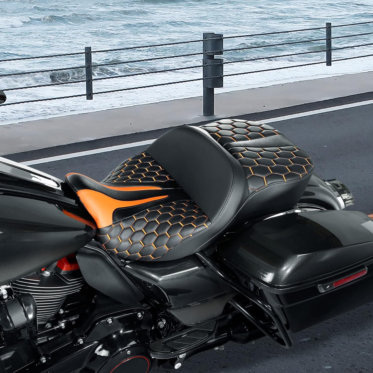SLMOTO Asiento de pasajero tipo hamaca para motocicleta, Bagger Comb, para Harley Touring Road Glide FLTRX 2009 y posteriores, para Road Glide