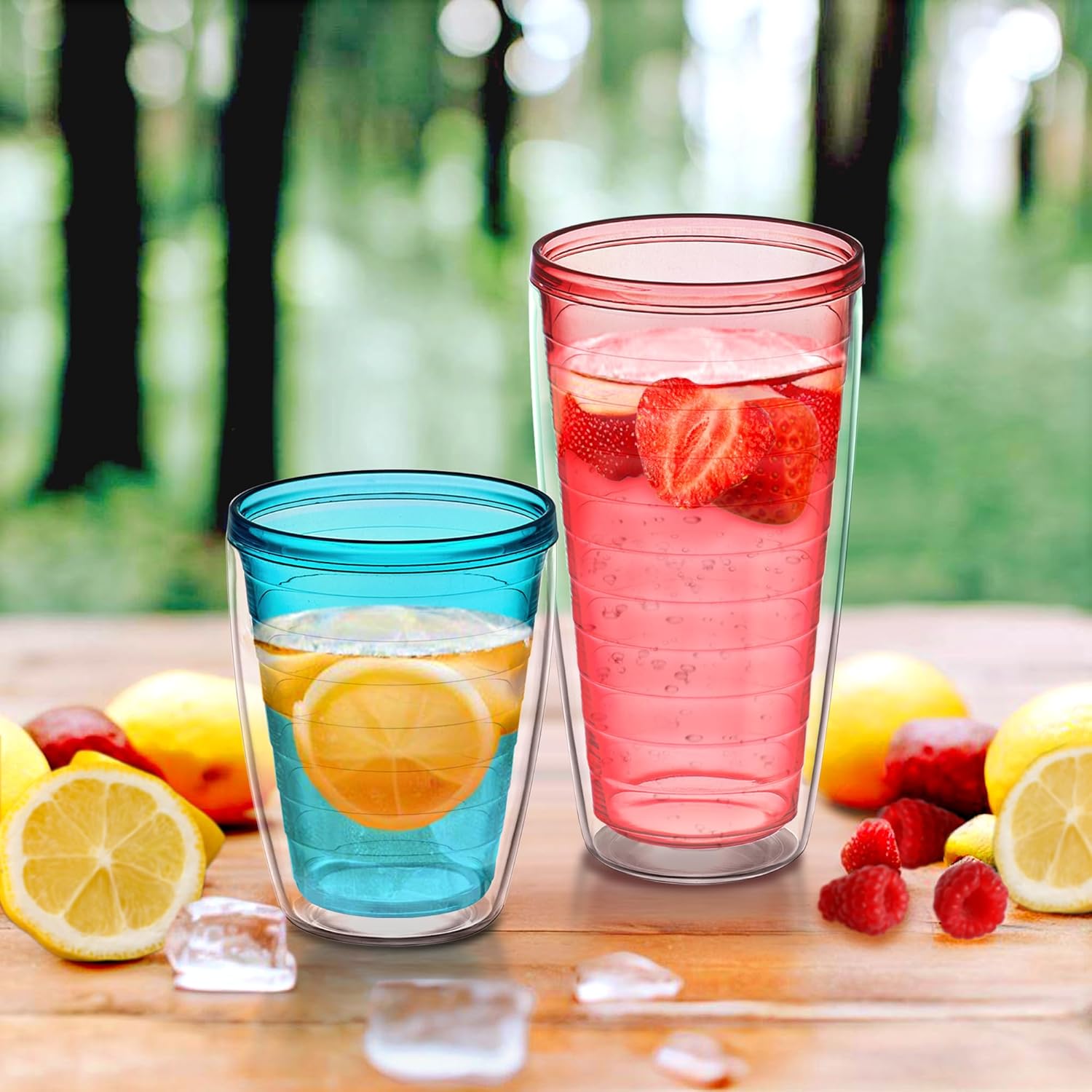 Amazing Abby – Alaska – Vasos de plástico aislados de 16 onzas y 24 onzas (juego de 6), vasos de plástico de doble pared, vasos de plástico