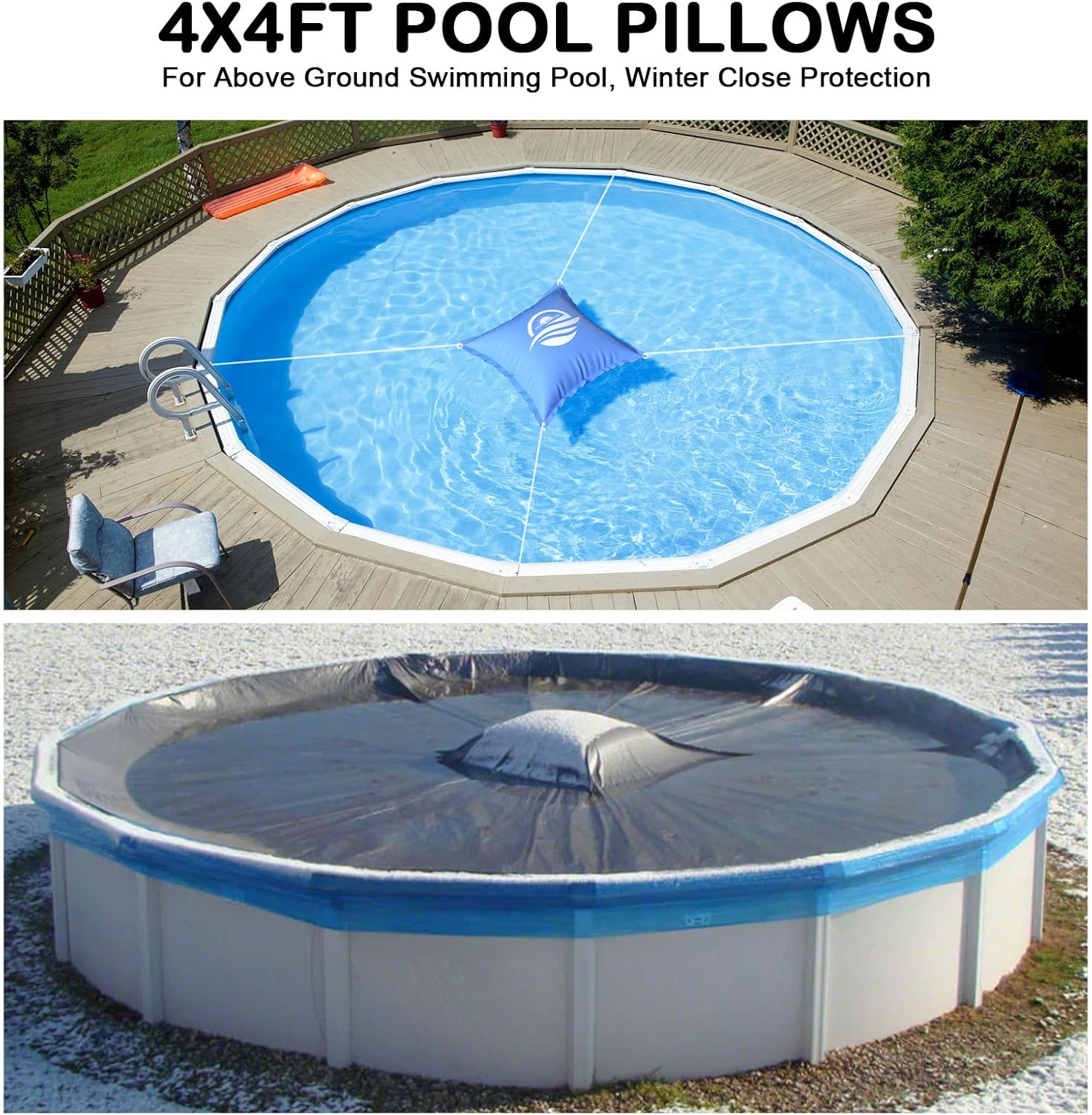 OSMOFUZE Almohadas de piscina para piscina sobre el suelo, almohada de aire ultra gruesa resistente al frío para invernar 0.016 in, material de PVC,