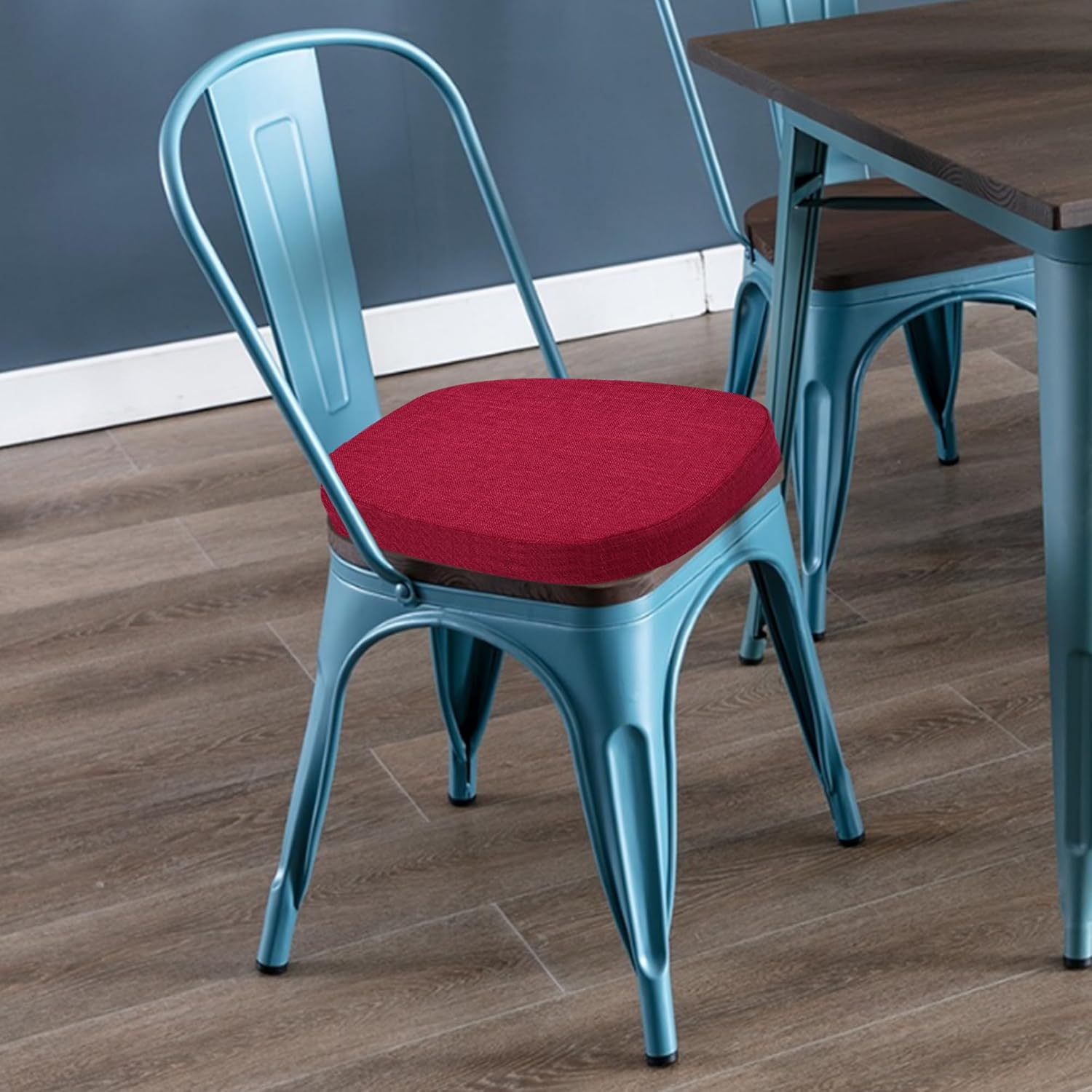 baibu Juego de 2 cojines metálicos de 14 x 14 pulgadas para sillas de comedor con lazos, cojines metálicos antideslizantes para sillas de comedor