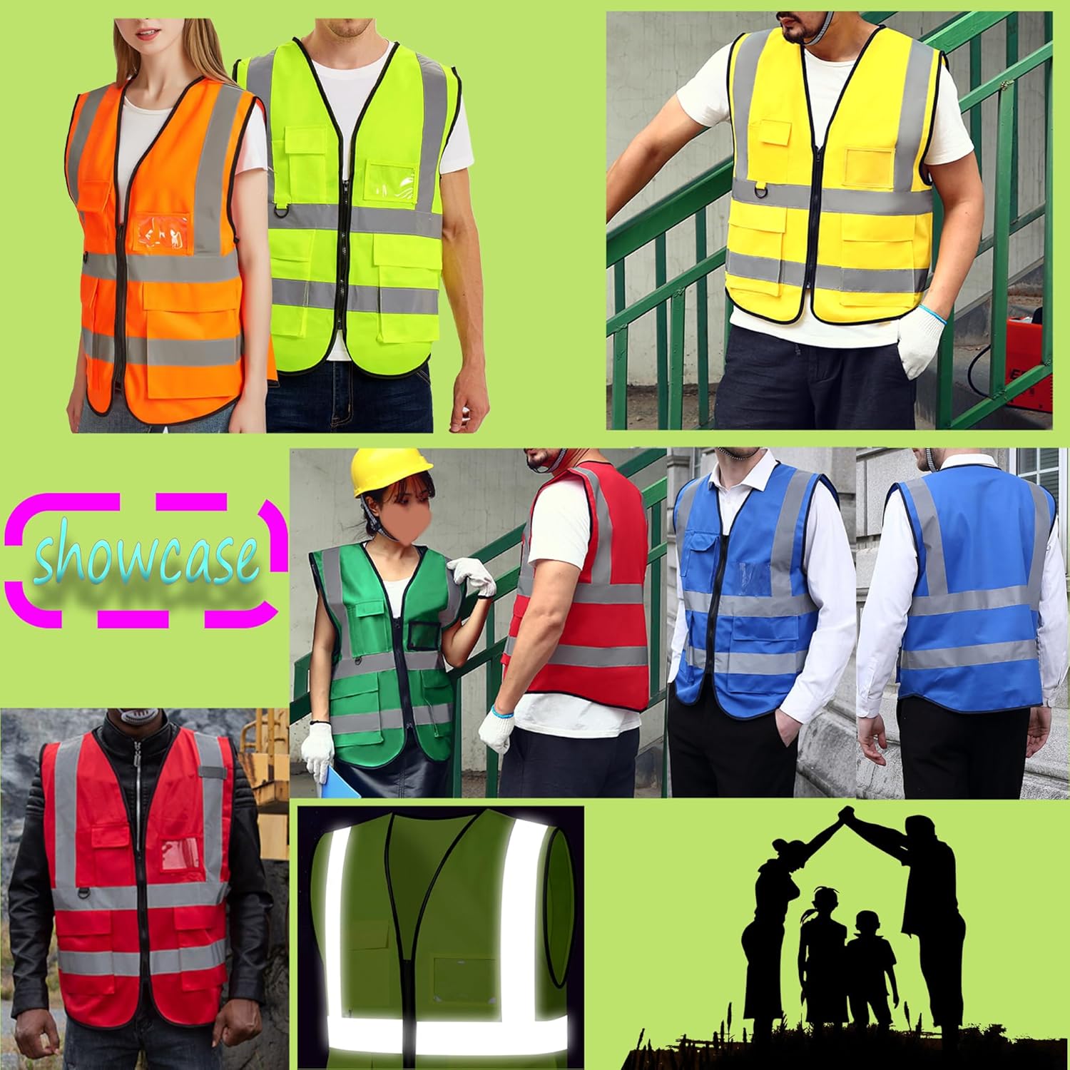 Lyhacjp Chaleco de seguridad personalizado para hombres con bolsillos, chaleco de construcción, chaleco reflectante Hi Vis, chaleco de trabajo,