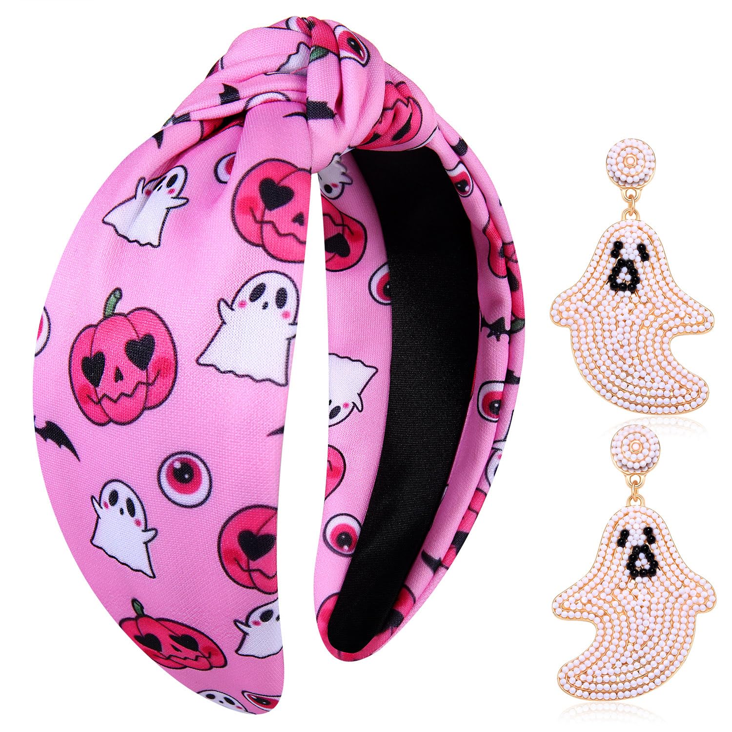 Diadema de Halloween para mujer, diadema de calabaza espeluznante de maíz y caramelo, diadema anudada festiva, accesorios para el cabello de