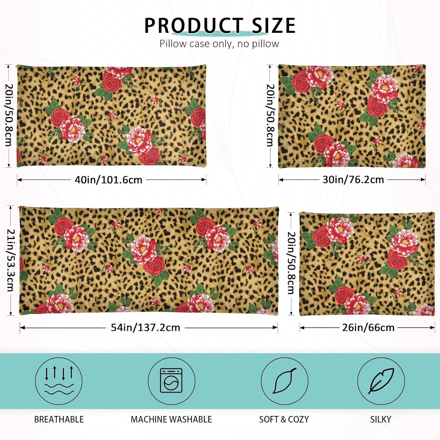 Fundas de almohada con estampado de leopardo rosa, tamaño estándar, súper suave, con cremallera, fundas de almohada de microfibra lavada para el