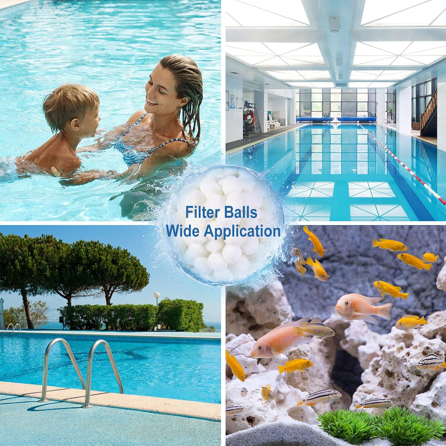 Bolas de filtro de piscina de 3.1 libras para filtro de arena, cartuchos de medios de filtro de arena ecológicos, repuesto para bomba de filtro de